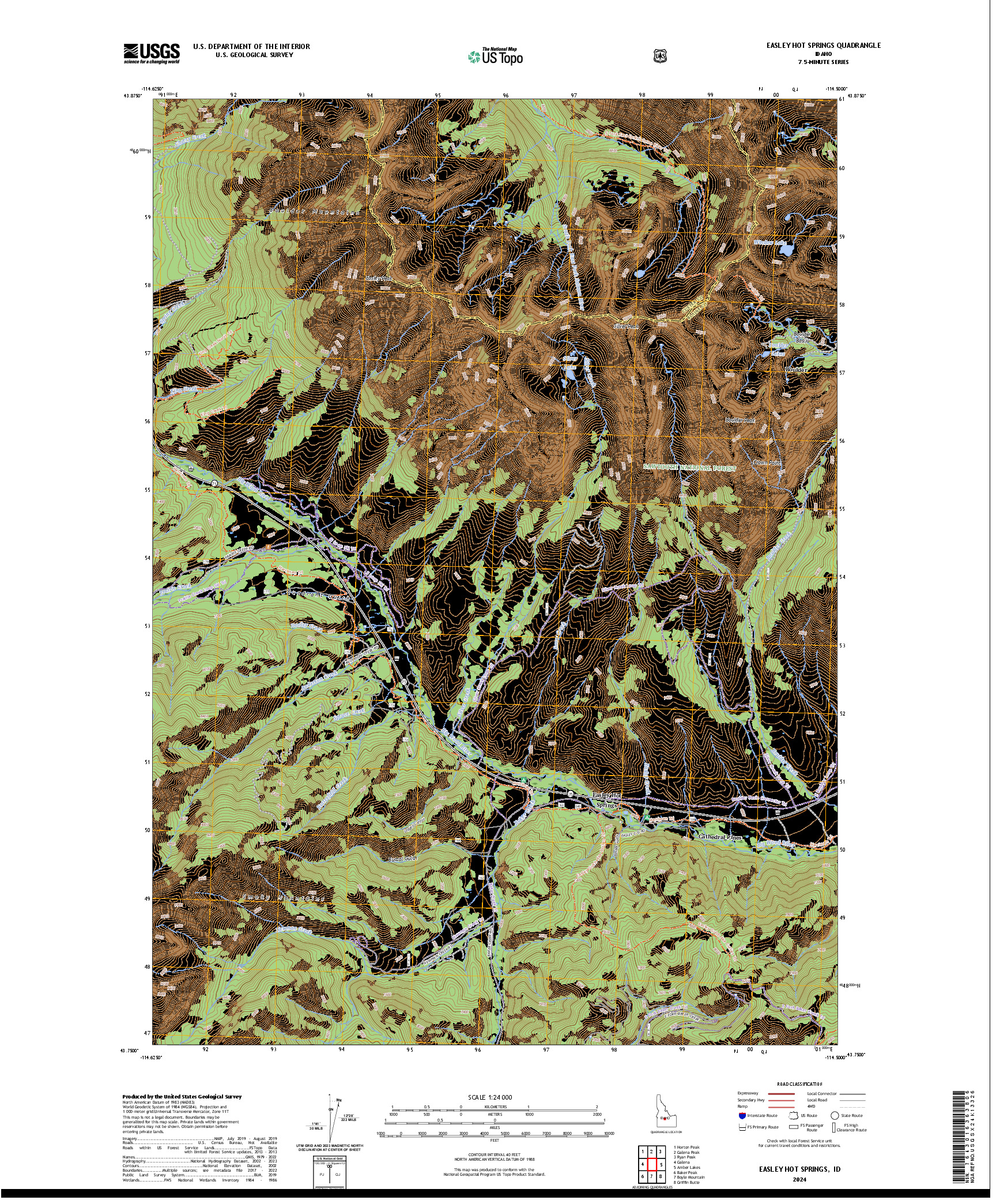 US TOPO 7.5-MINUTE MAP FOR EASLEY HOT SPRINGS, ID