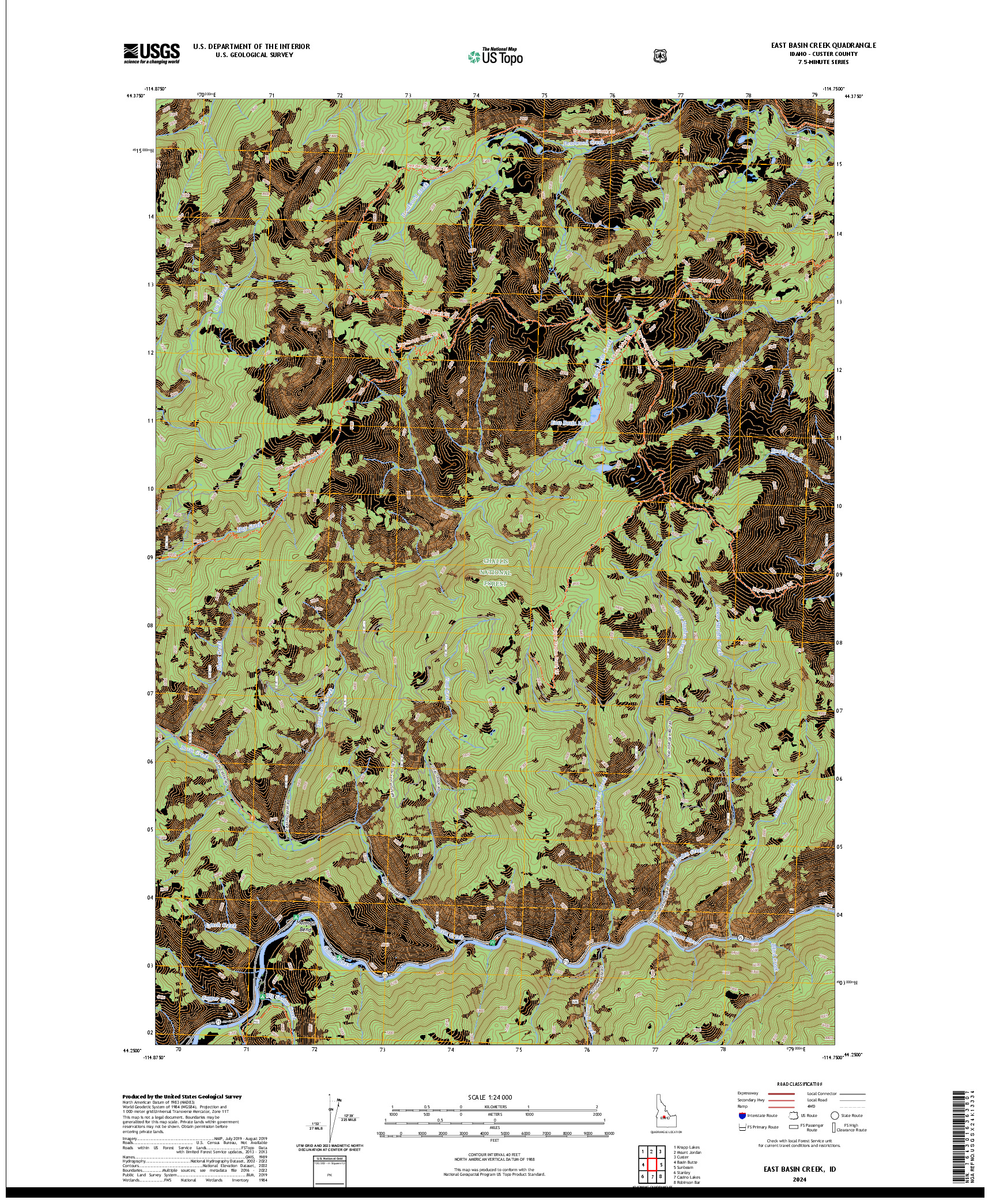 US TOPO 7.5-MINUTE MAP FOR EAST BASIN CREEK, ID