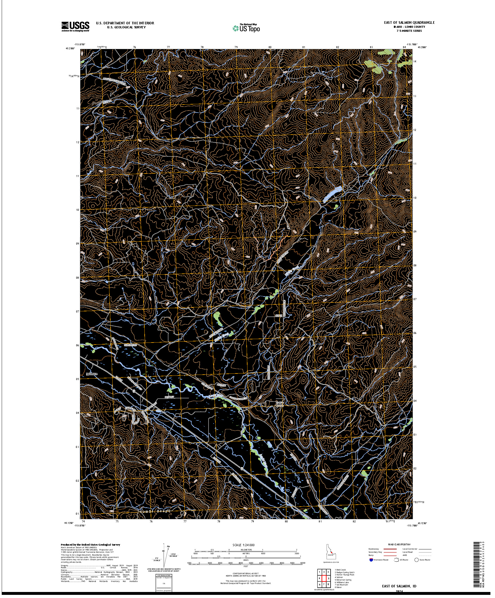 US TOPO 7.5-MINUTE MAP FOR EAST OF SALMON, ID
