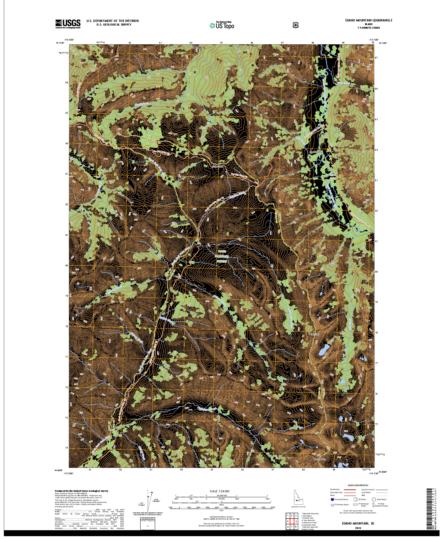 US TOPO 7.5-MINUTE MAP FOR EDAHO MOUNTAIN, ID