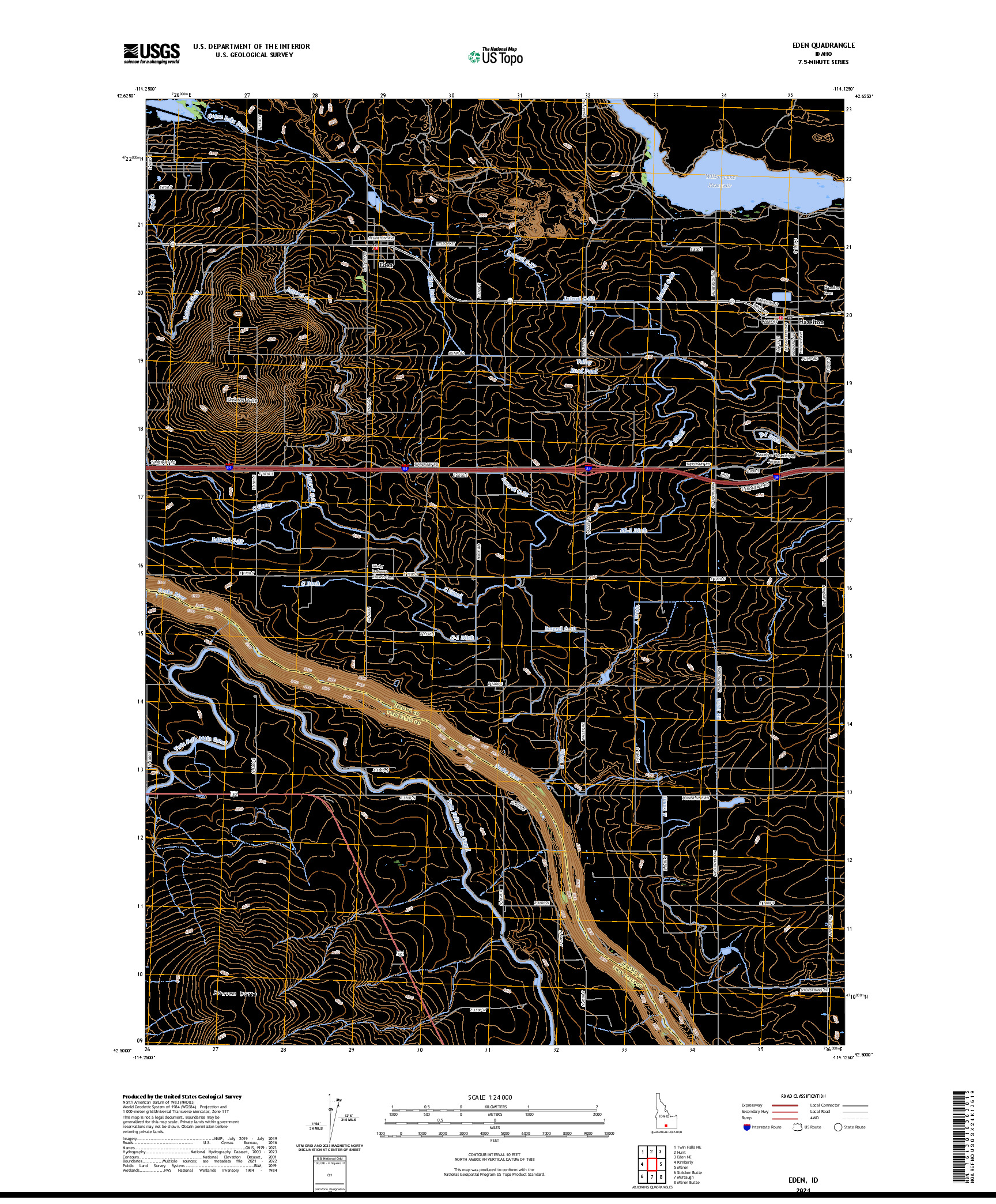 US TOPO 7.5-MINUTE MAP FOR EDEN, ID