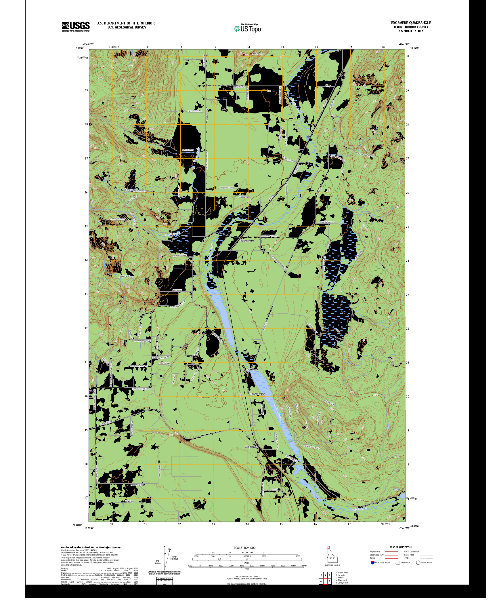 US TOPO 7.5-MINUTE MAP FOR EDGEMERE, ID