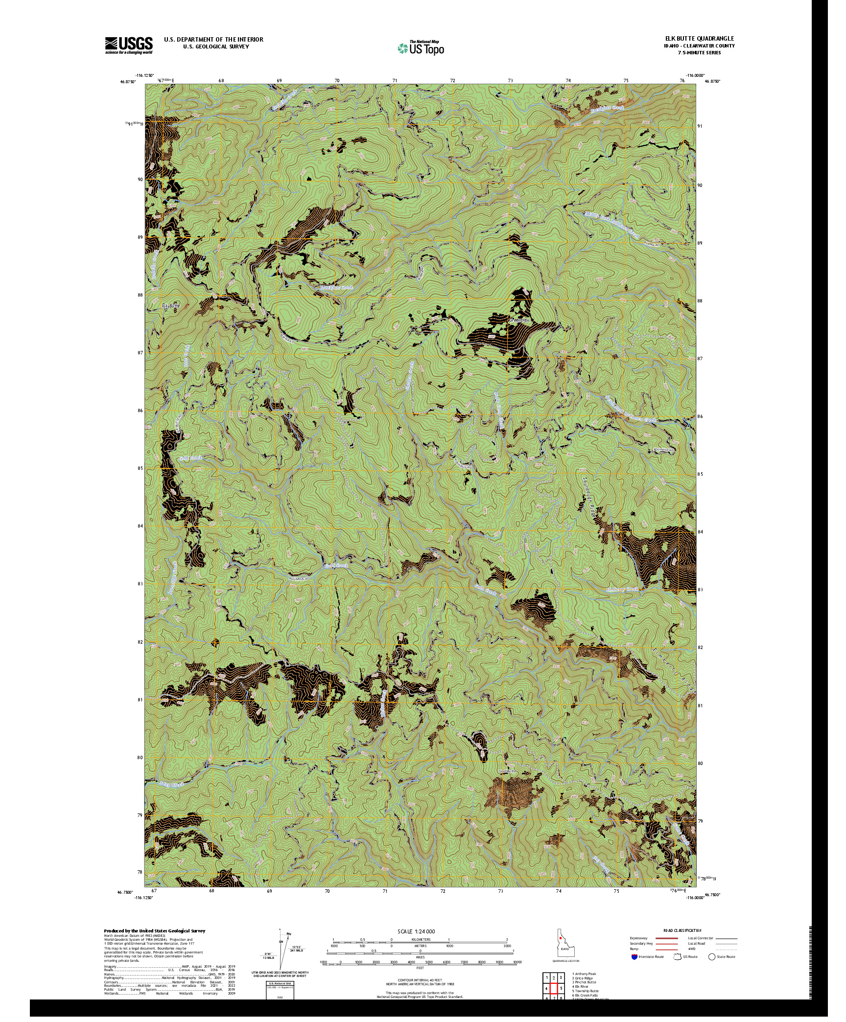 US TOPO 7.5-MINUTE MAP FOR ELK BUTTE, ID