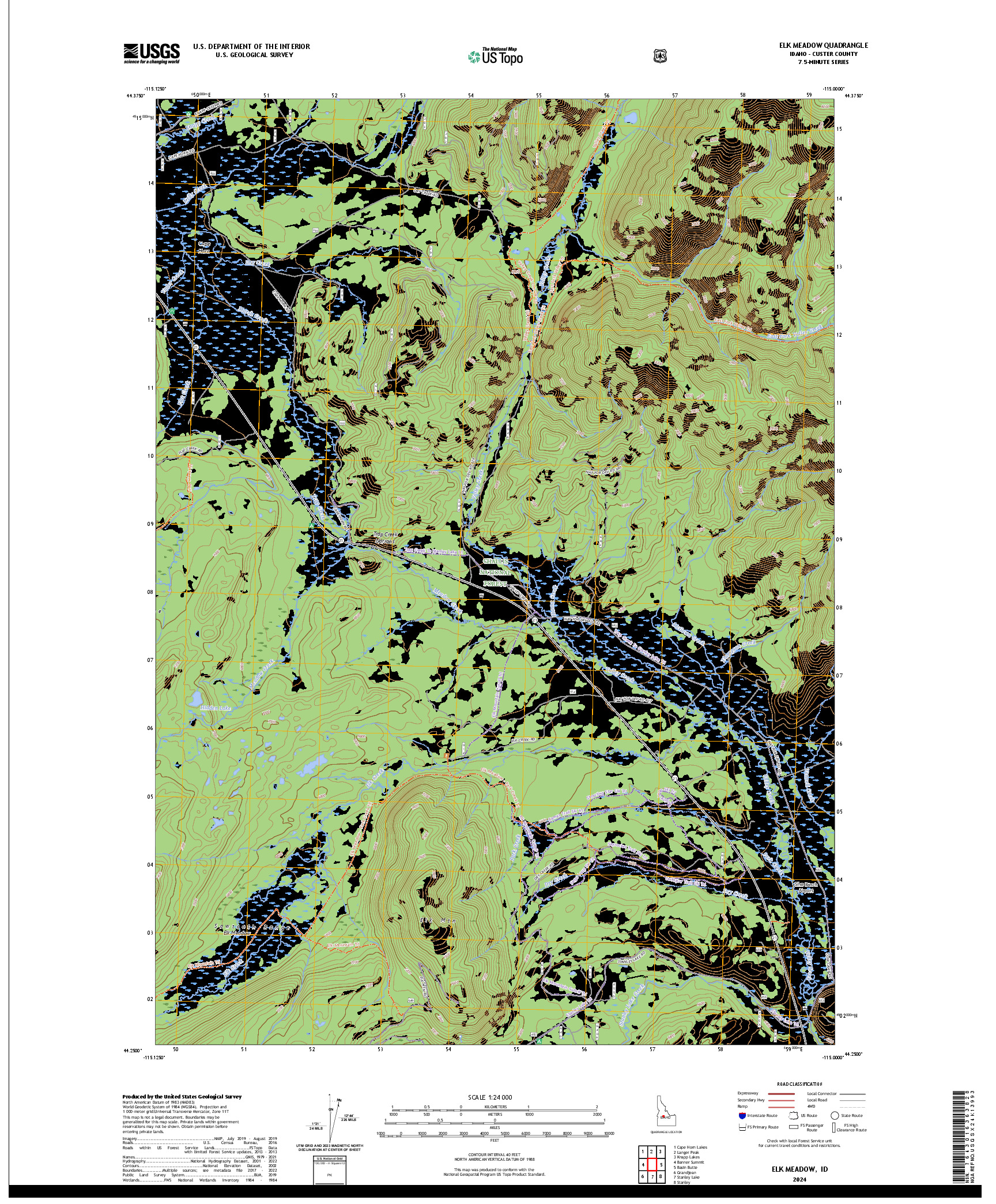 US TOPO 7.5-MINUTE MAP FOR ELK MEADOW, ID