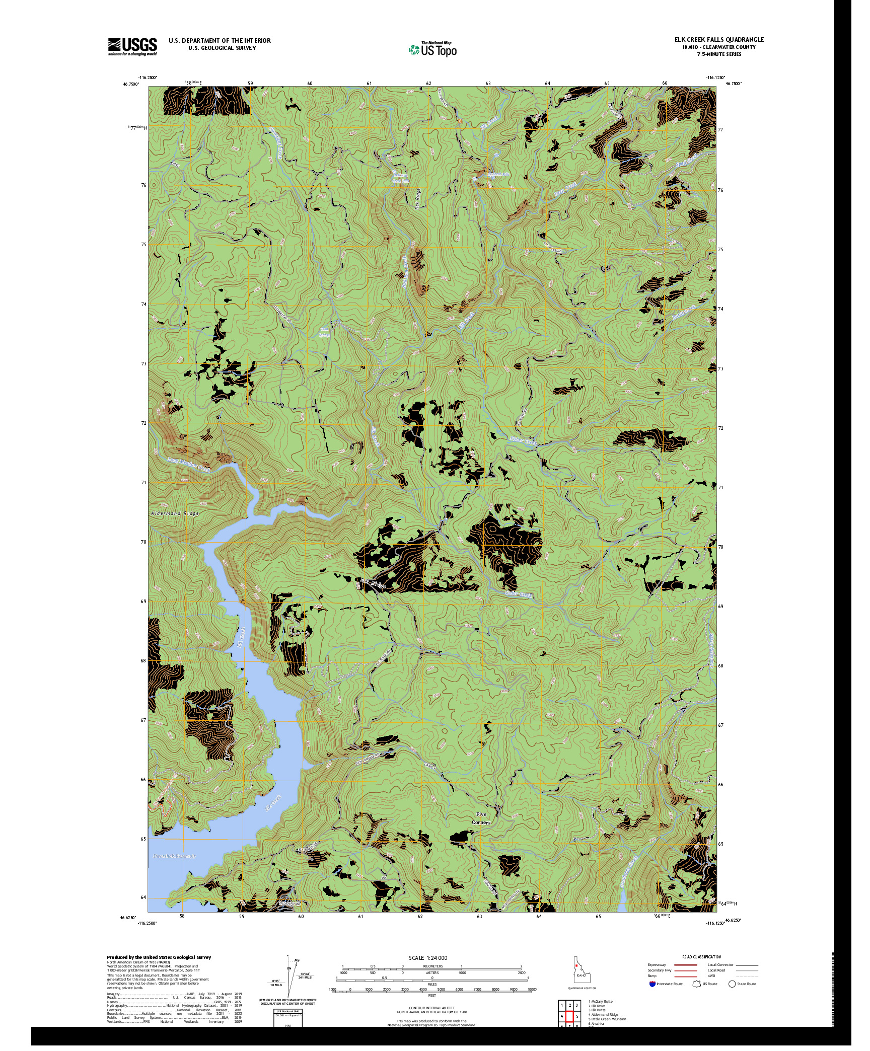 US TOPO 7.5-MINUTE MAP FOR ELK CREEK FALLS, ID