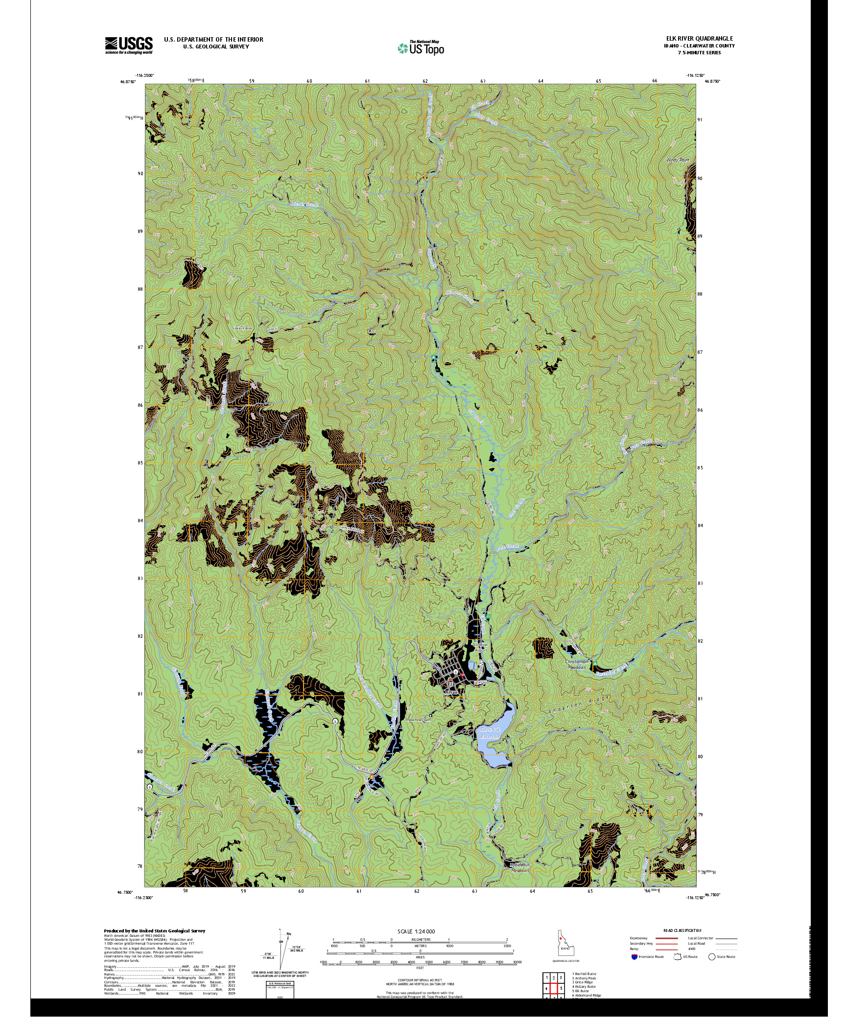 US TOPO 7.5-MINUTE MAP FOR ELK RIVER, ID