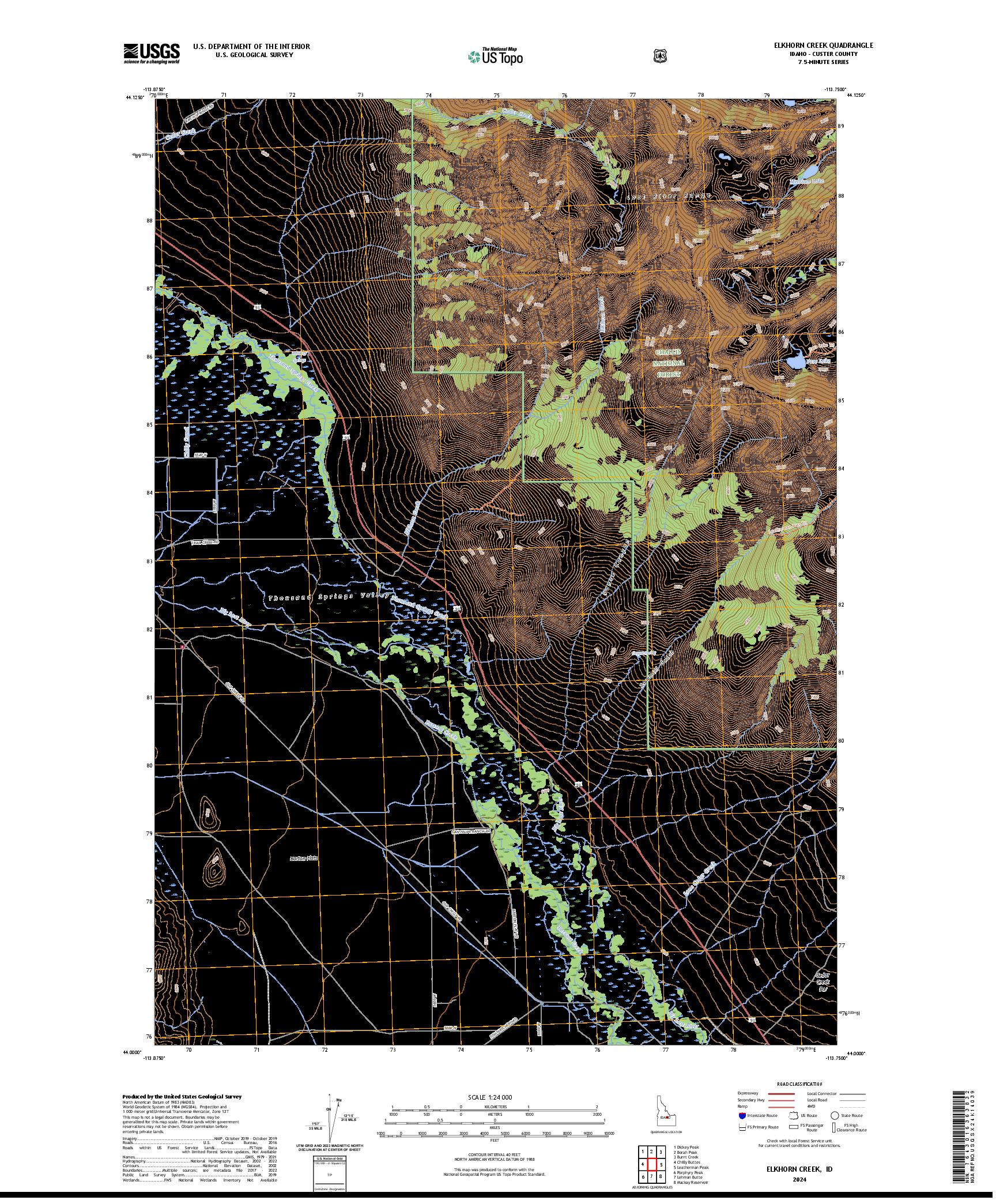 US TOPO 7.5-MINUTE MAP FOR ELKHORN CREEK, ID