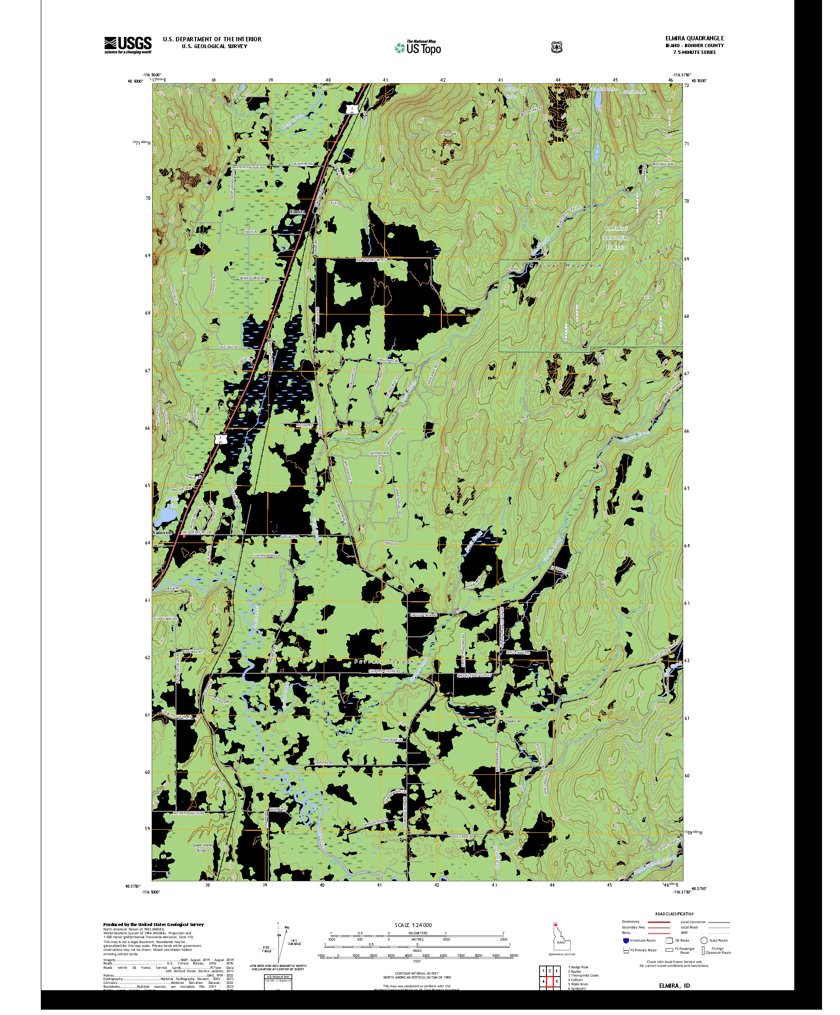US TOPO 7.5-MINUTE MAP FOR ELMIRA, ID