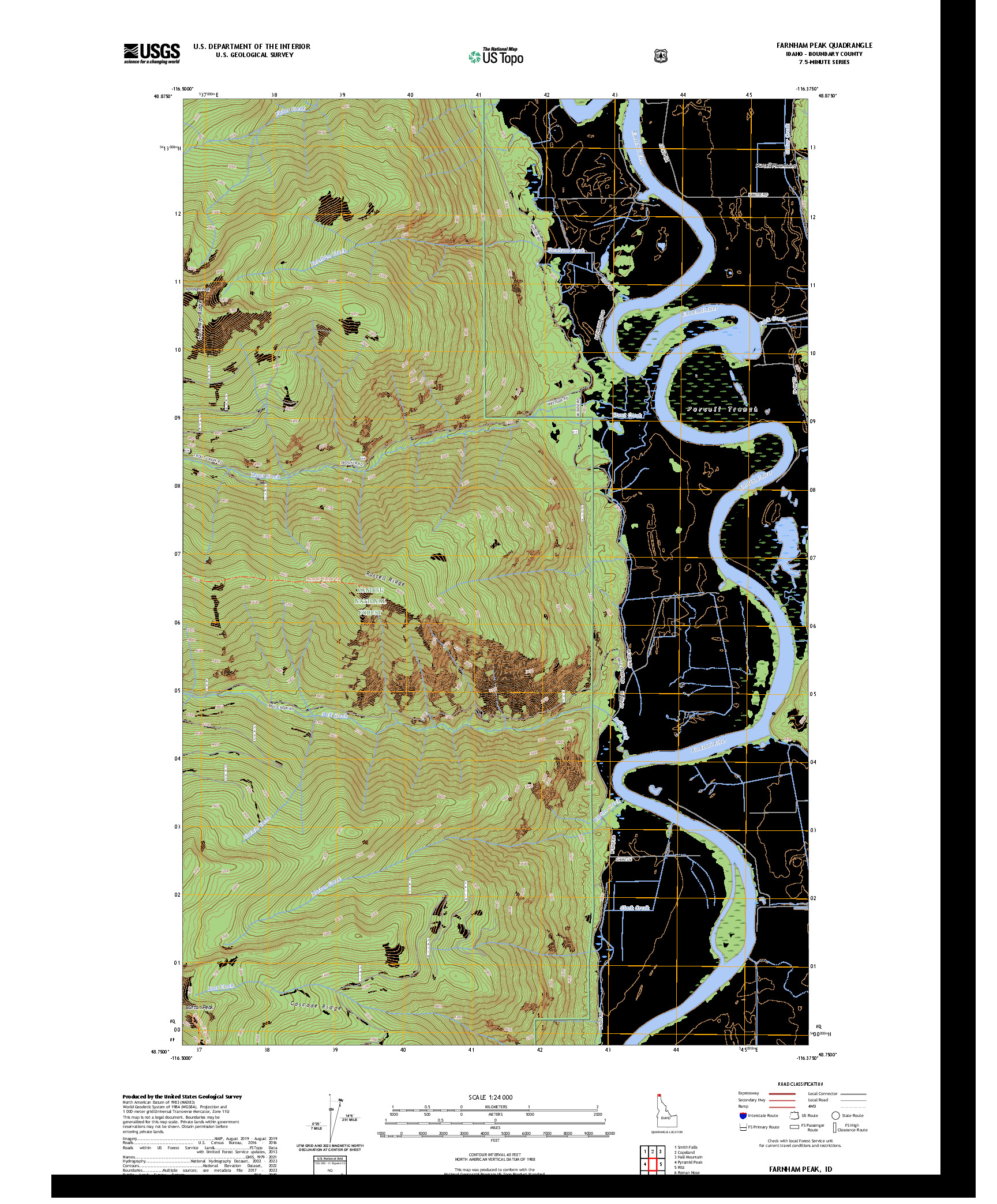 US TOPO 7.5-MINUTE MAP FOR FARNHAM PEAK, ID
