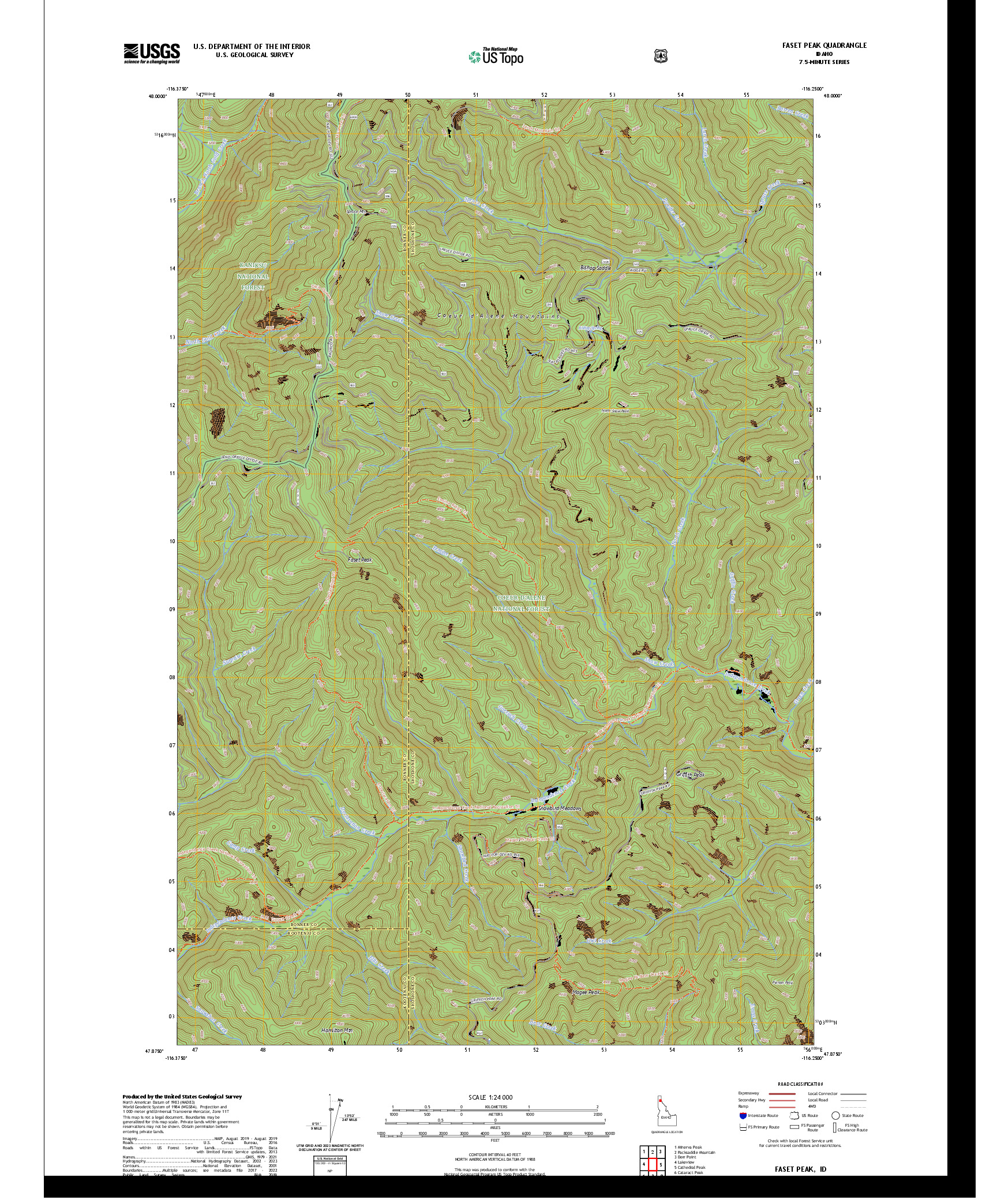 US TOPO 7.5-MINUTE MAP FOR FASET PEAK, ID