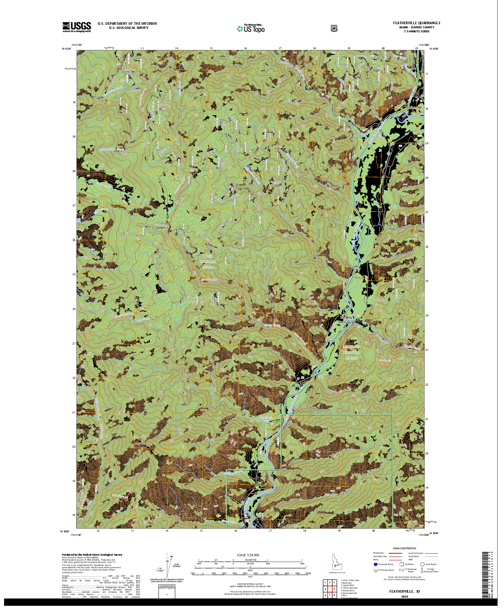 US TOPO 7.5-MINUTE MAP FOR FEATHERVILLE, ID