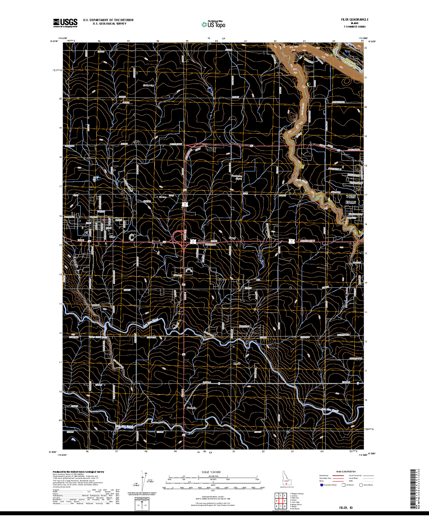 US TOPO 7.5-MINUTE MAP FOR FILER, ID