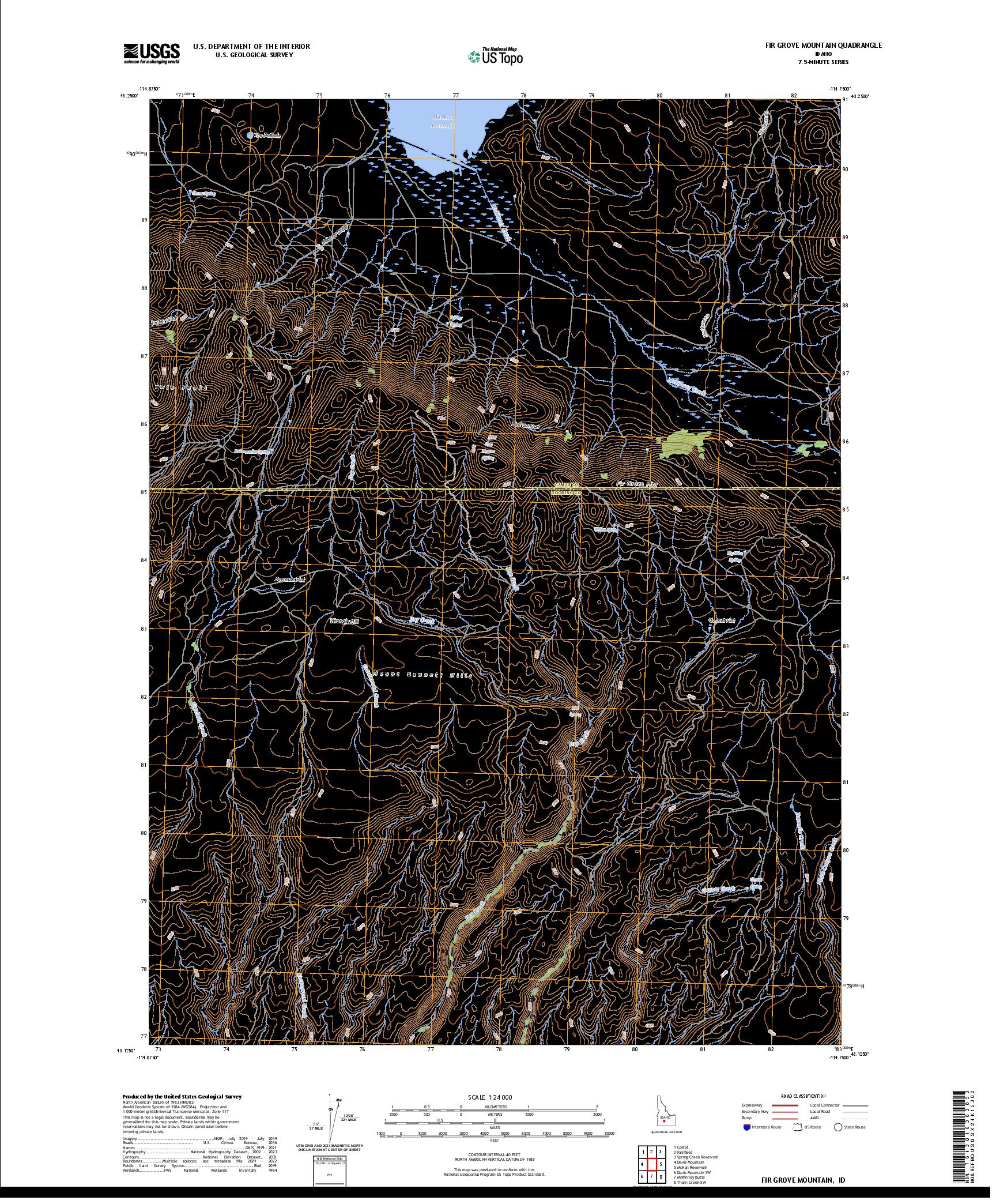 US TOPO 7.5-MINUTE MAP FOR FIR GROVE MOUNTAIN, ID