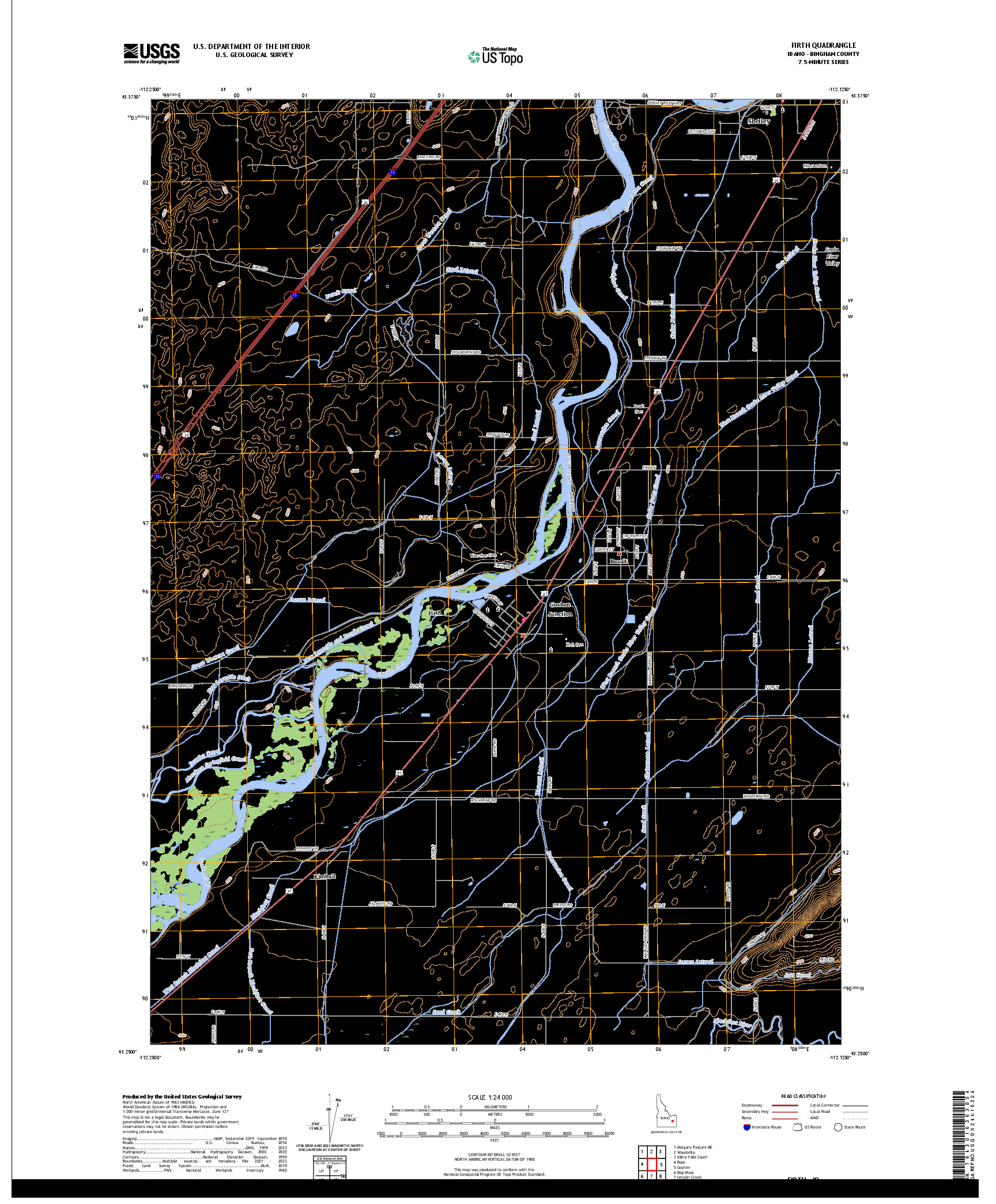 US TOPO 7.5-MINUTE MAP FOR FIRTH, ID