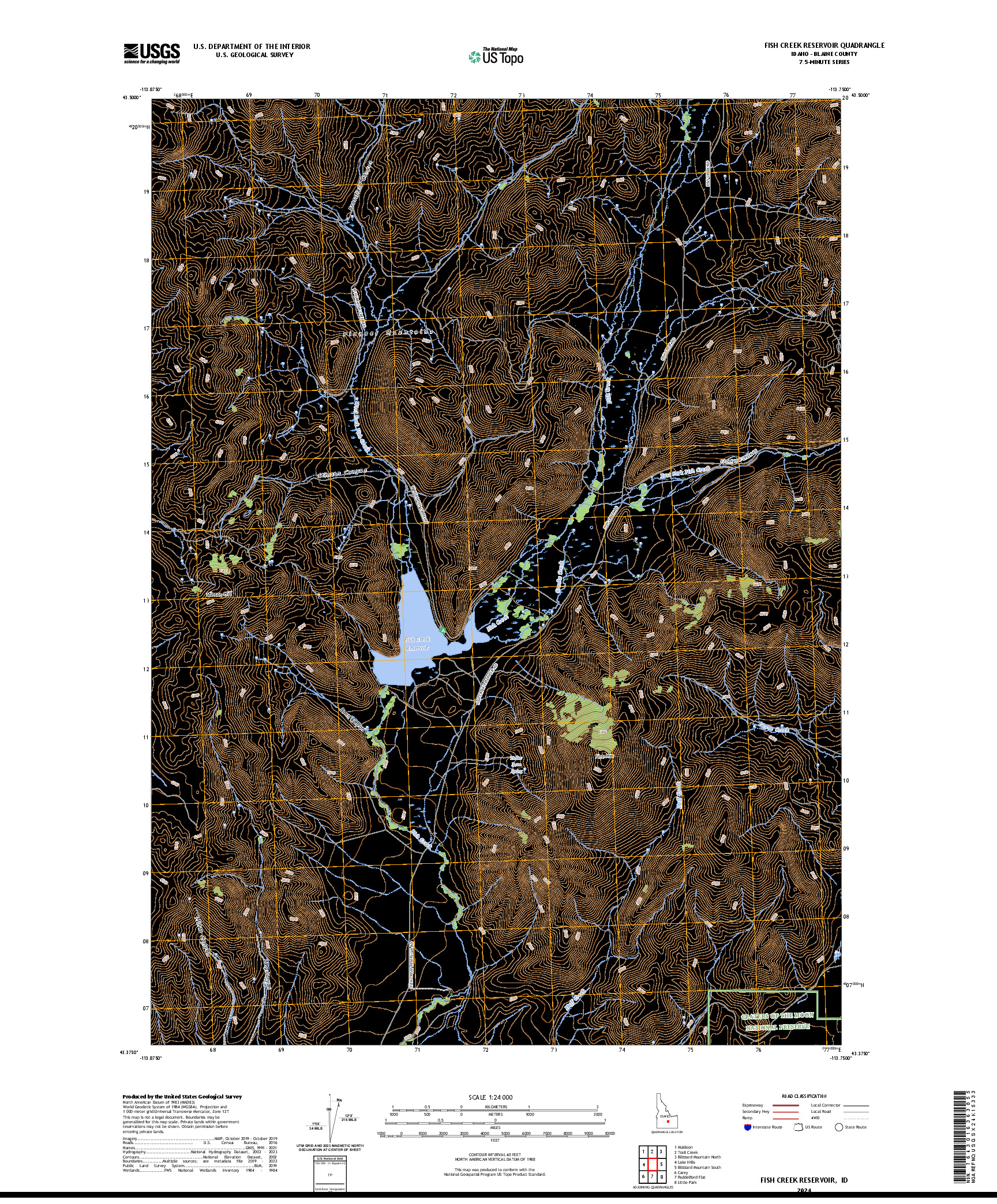 US TOPO 7.5-MINUTE MAP FOR FISH CREEK RESERVOIR, ID