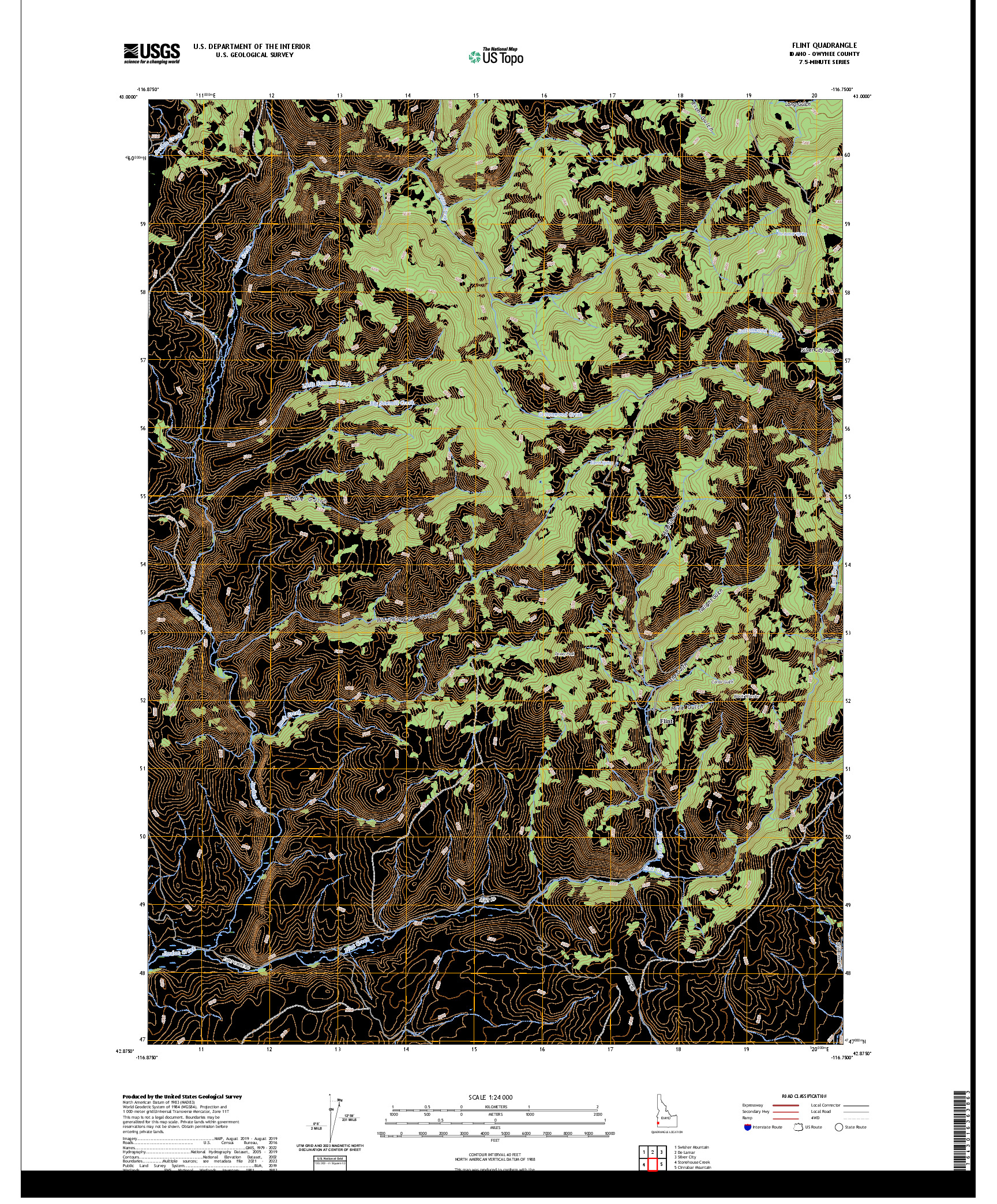 US TOPO 7.5-MINUTE MAP FOR FLINT, ID