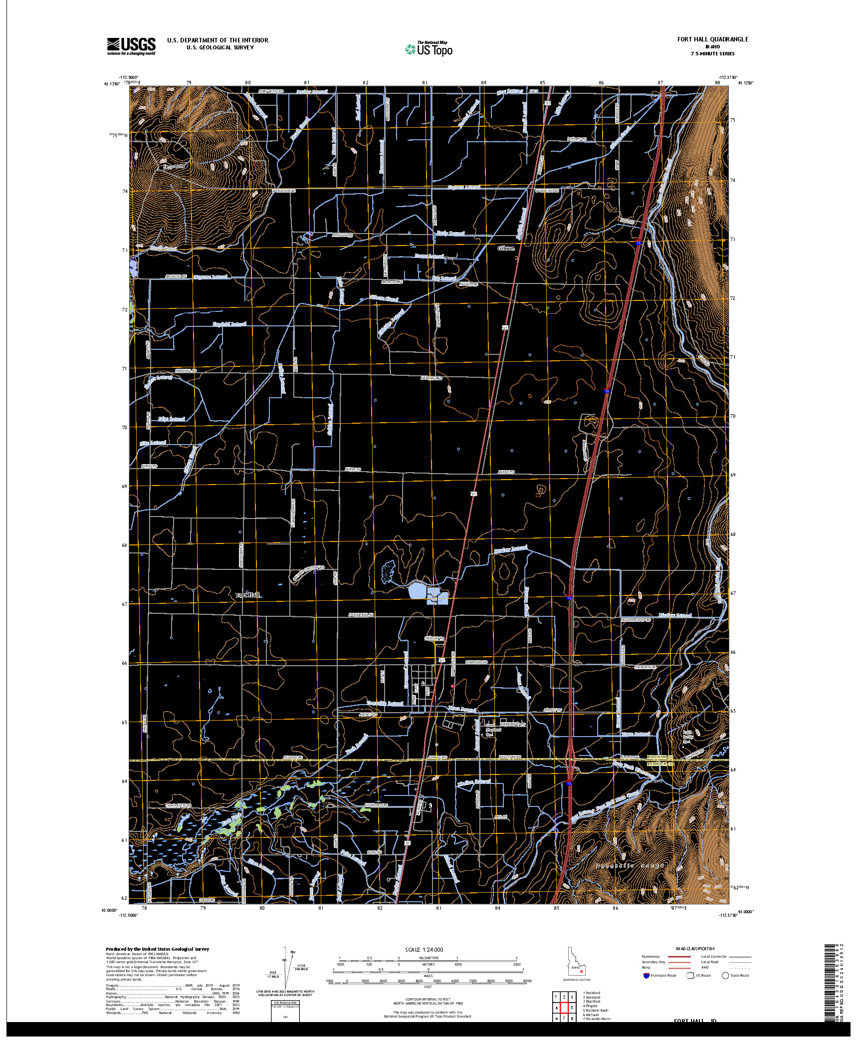 US TOPO 7.5-MINUTE MAP FOR FORT HALL, ID