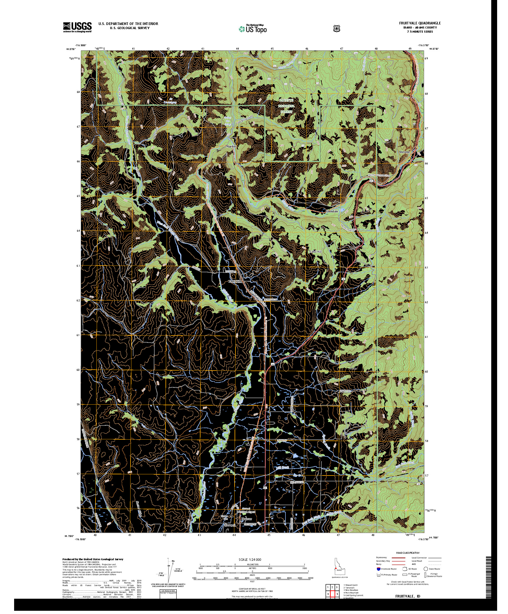 US TOPO 7.5-MINUTE MAP FOR FRUITVALE, ID