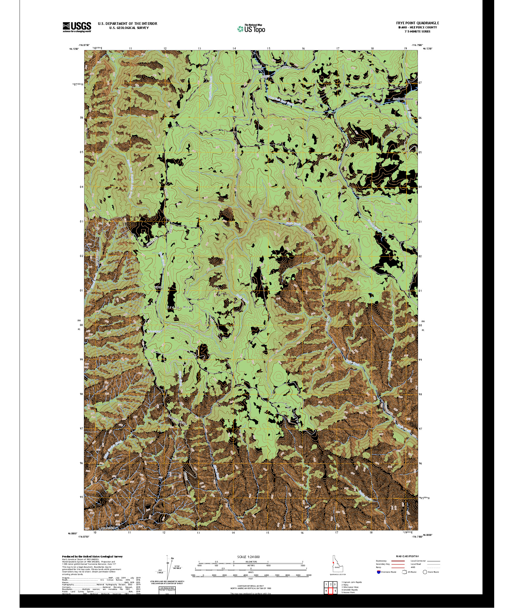 US TOPO 7.5-MINUTE MAP FOR FRYE POINT, ID