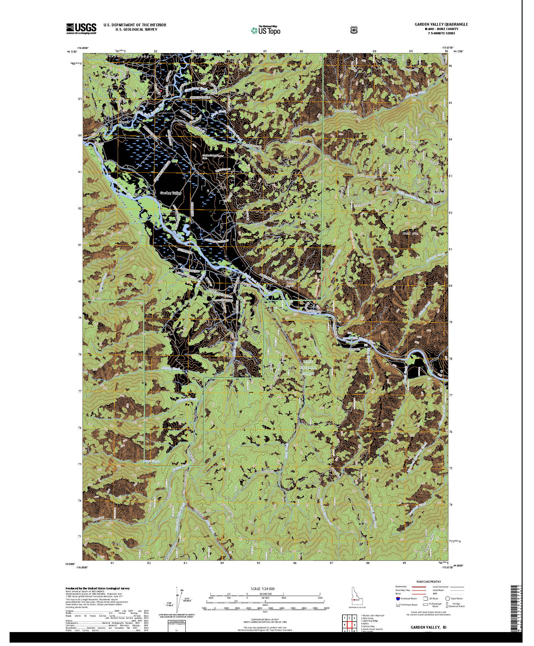 US TOPO 7.5-MINUTE MAP FOR GARDEN VALLEY, ID