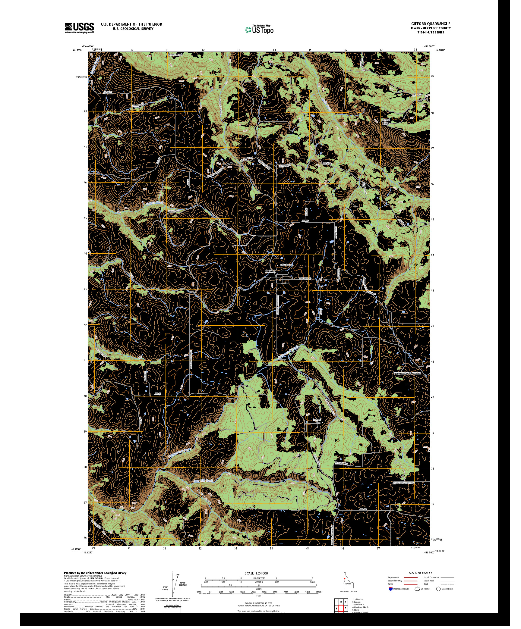 US TOPO 7.5-MINUTE MAP FOR GIFFORD, ID