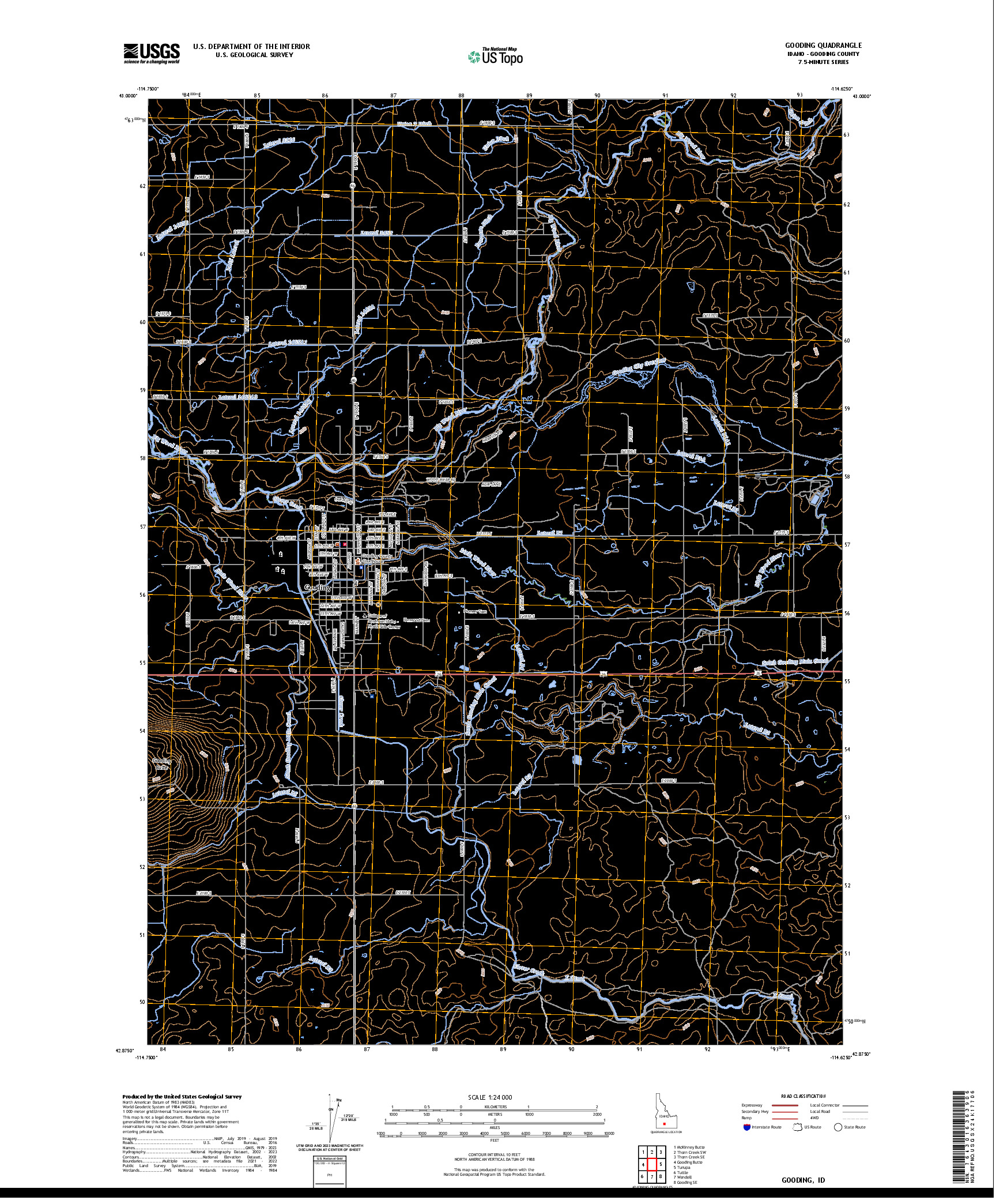 US TOPO 7.5-MINUTE MAP FOR GOODING, ID