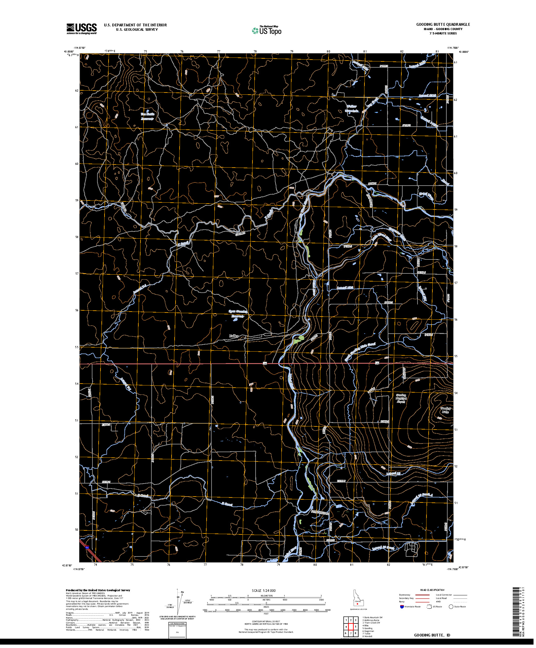 US TOPO 7.5-MINUTE MAP FOR GOODING BUTTE, ID