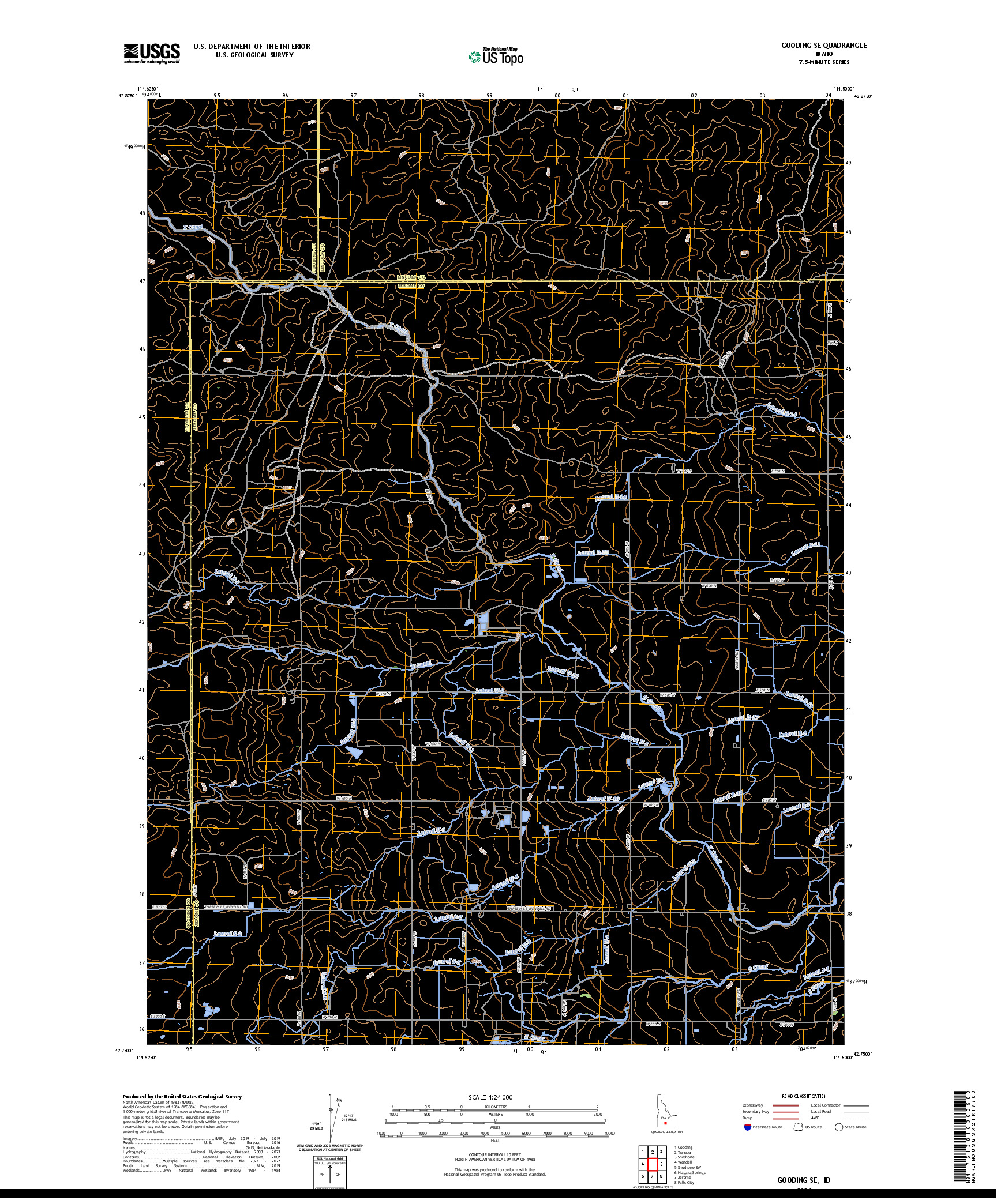 US TOPO 7.5-MINUTE MAP FOR GOODING SE, ID