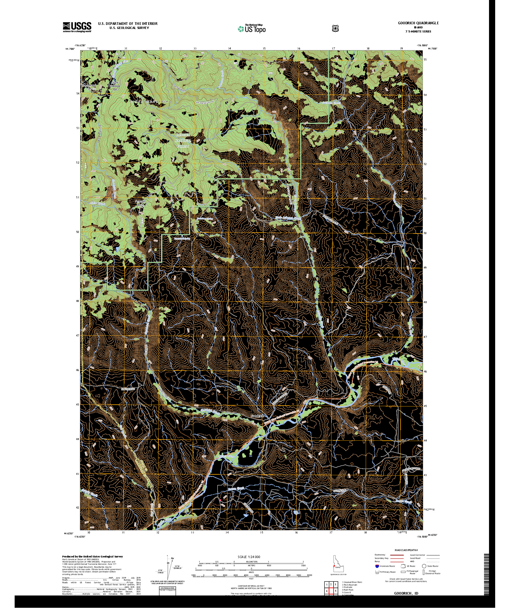 US TOPO 7.5-MINUTE MAP FOR GOODRICH, ID