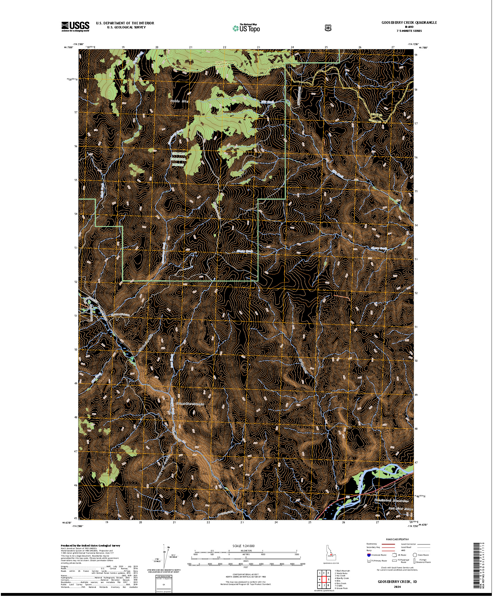 US TOPO 7.5-MINUTE MAP FOR GOOSEBERRY CREEK, ID