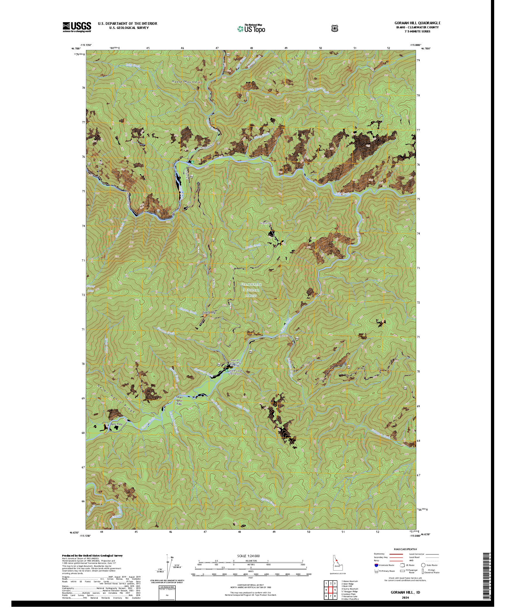 US TOPO 7.5-MINUTE MAP FOR GORMAN HILL, ID