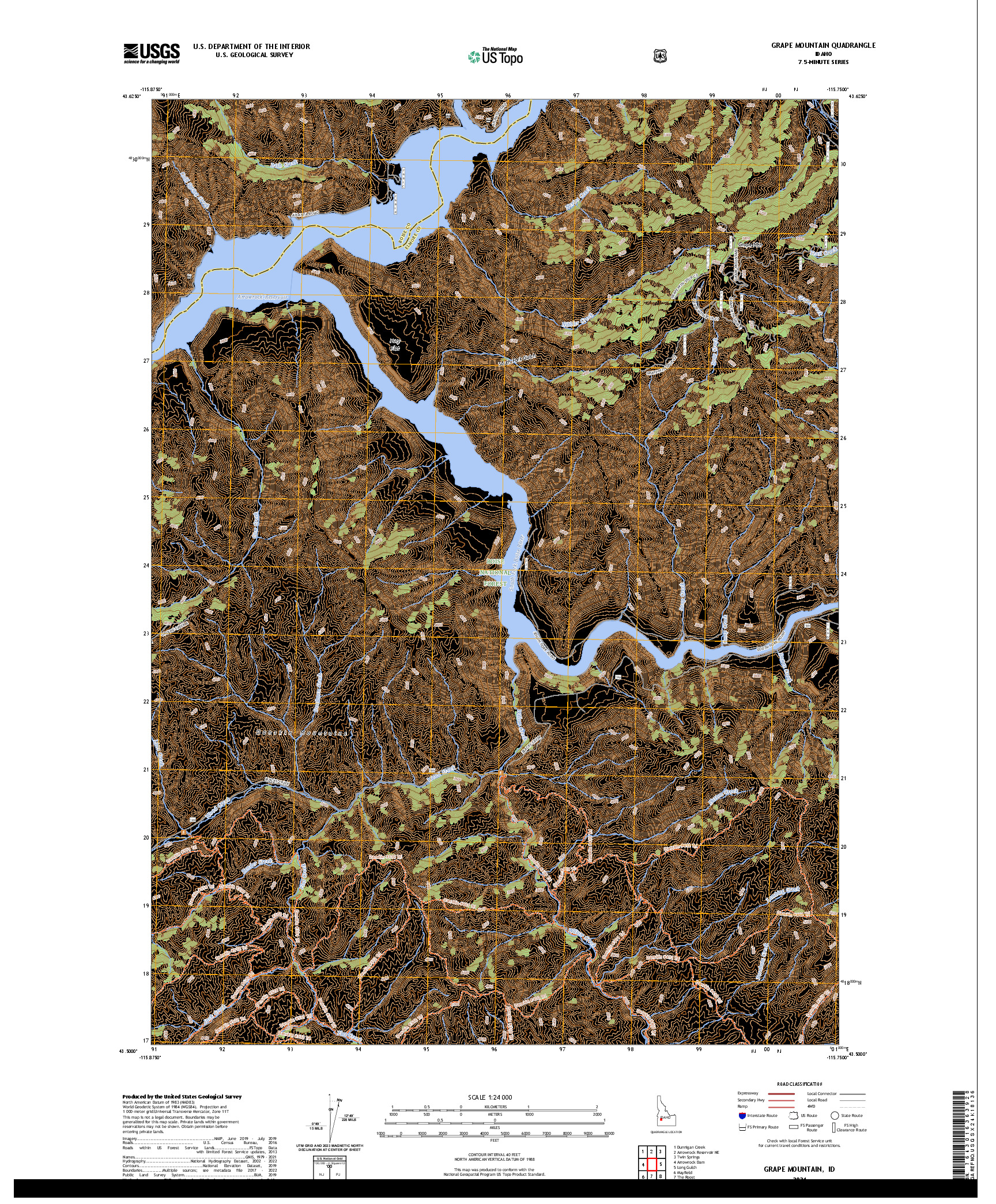 US TOPO 7.5-MINUTE MAP FOR GRAPE MOUNTAIN, ID