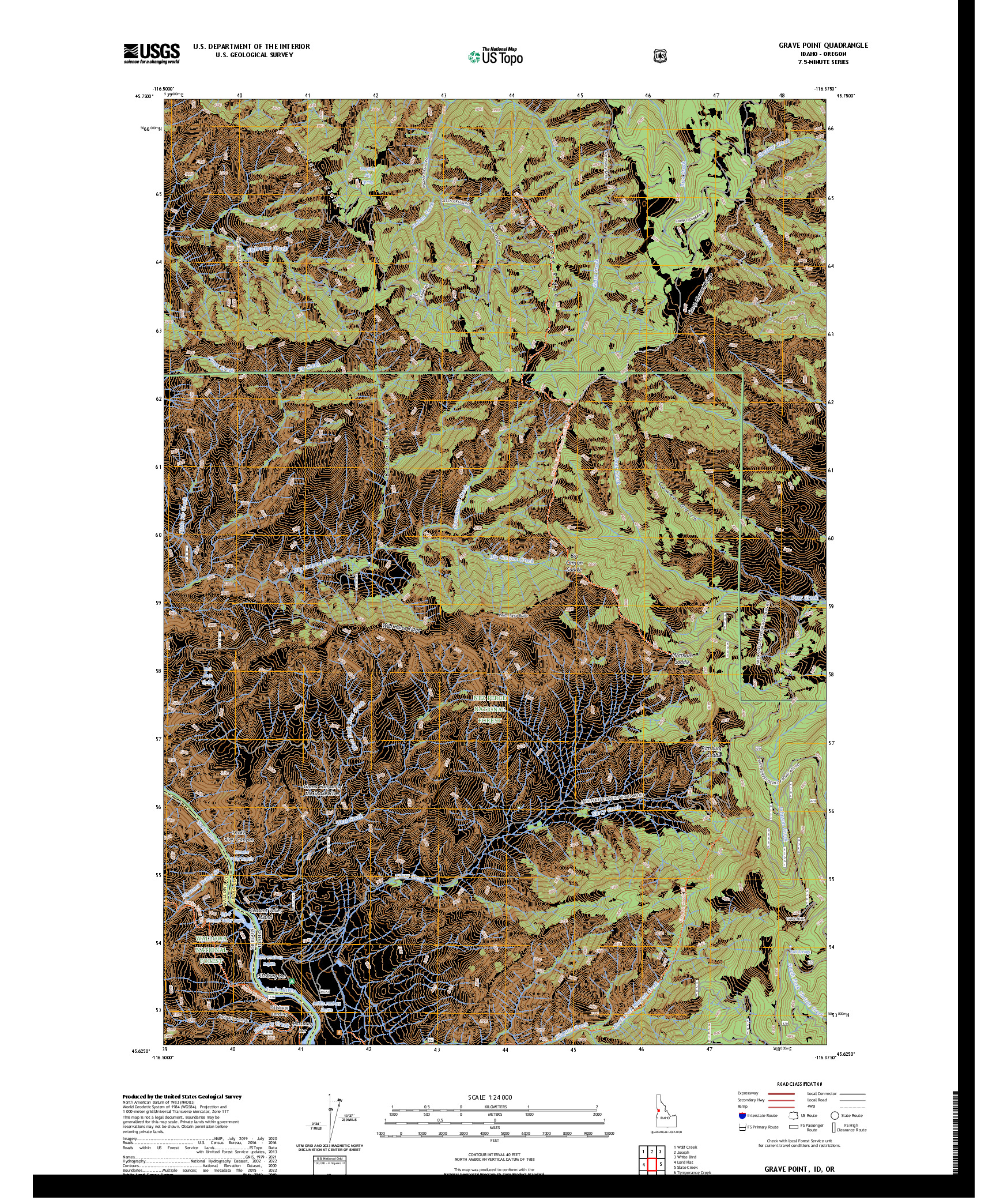 US TOPO 7.5-MINUTE MAP FOR GRAVE POINT, ID,OR