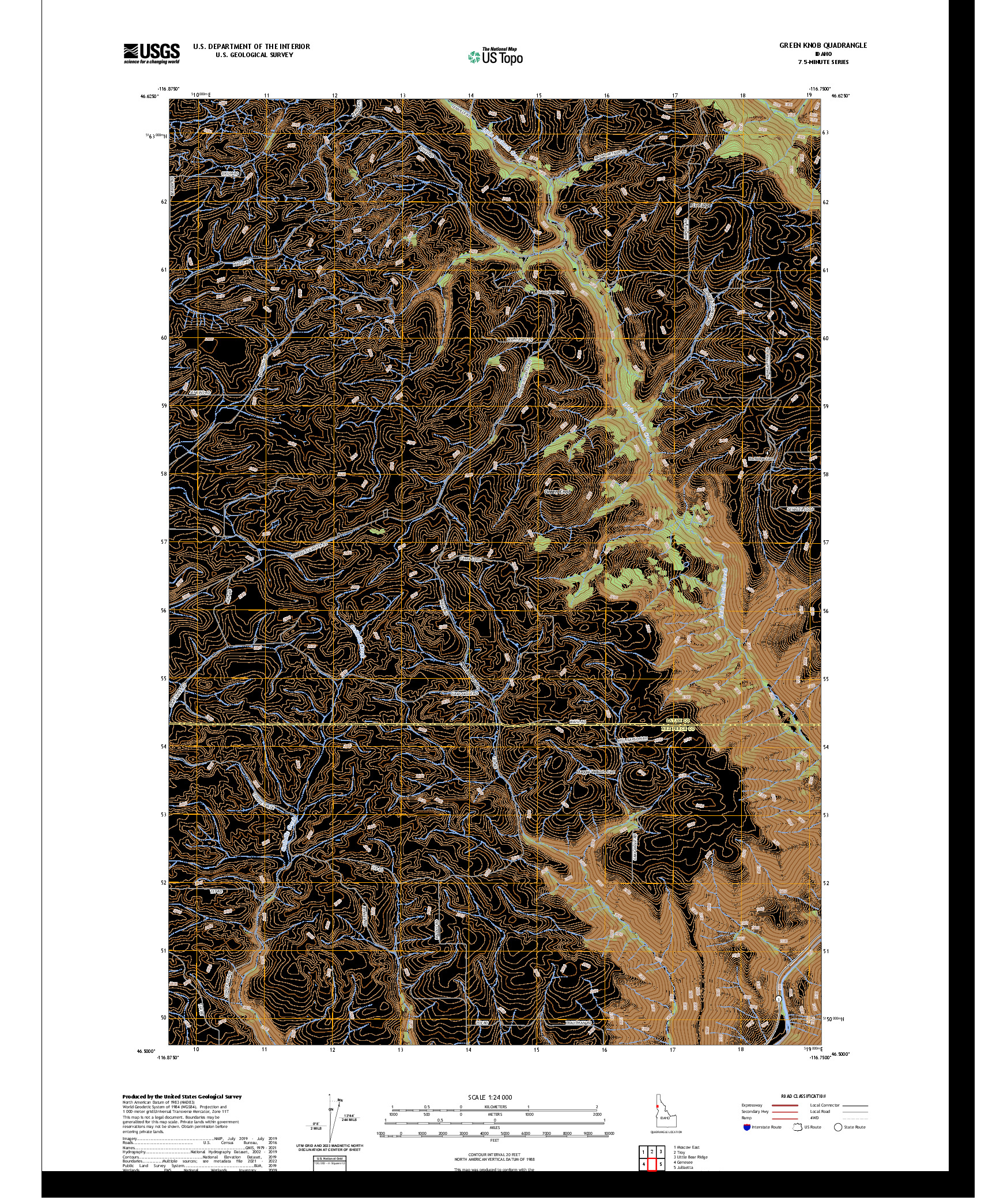 US TOPO 7.5-MINUTE MAP FOR GREEN KNOB, ID