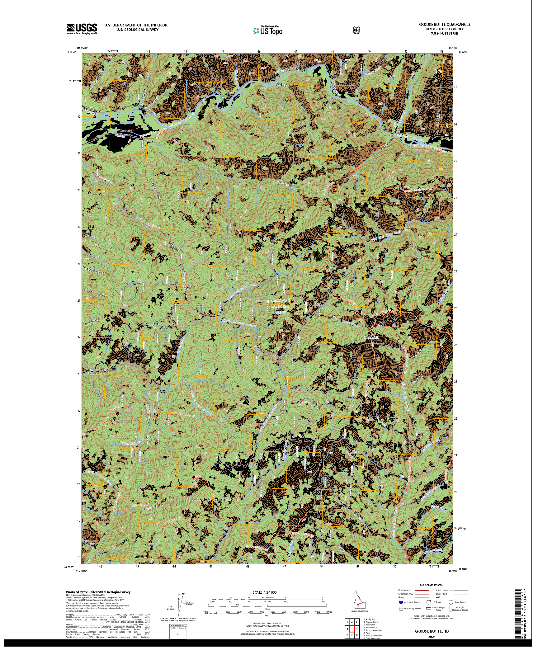 US TOPO 7.5-MINUTE MAP FOR GROUSE BUTTE, ID