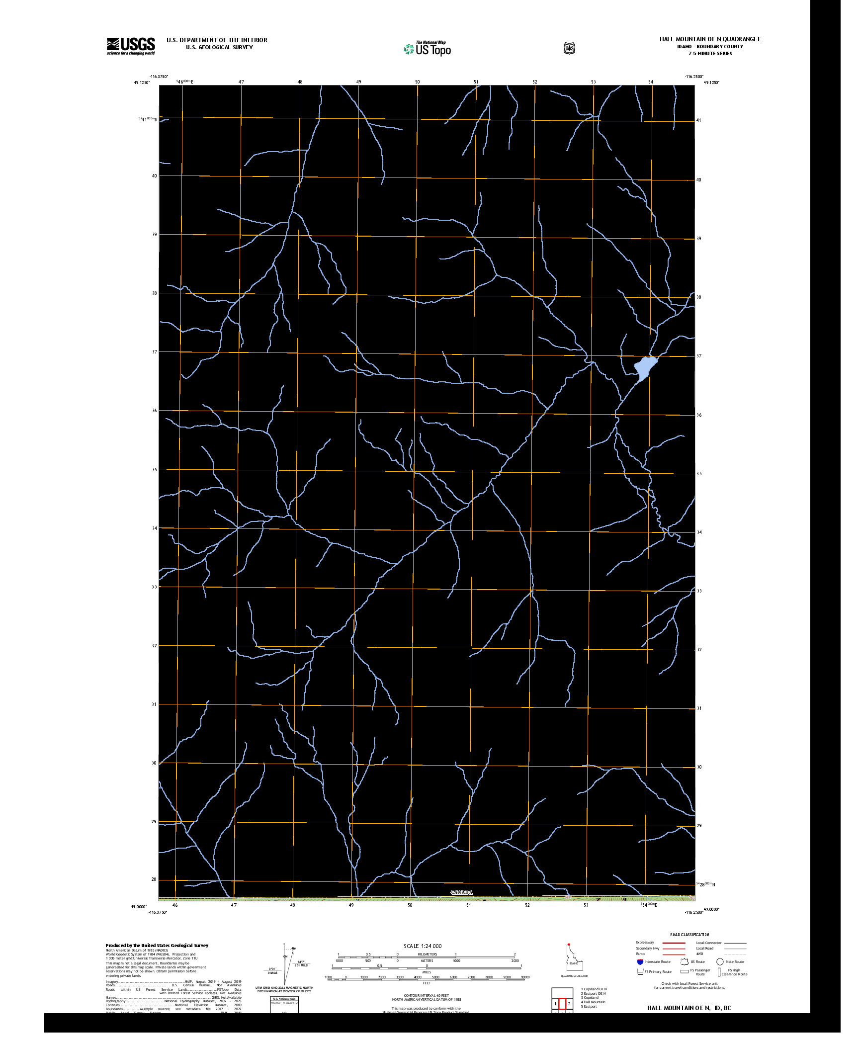 US TOPO 7.5-MINUTE MAP FOR HALL MOUNTAIN OE N, ID,BC