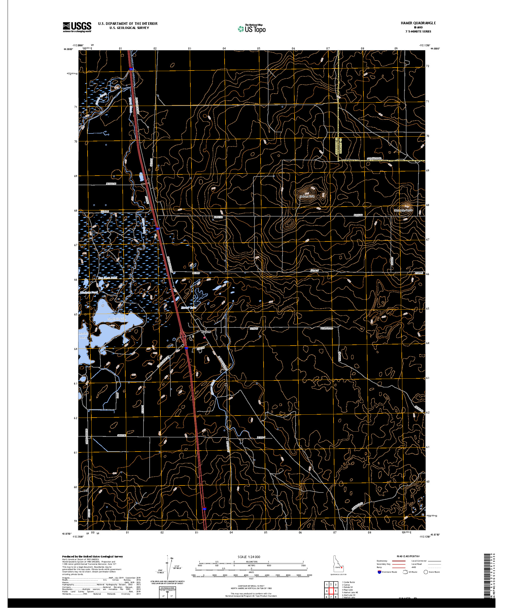 US TOPO 7.5-MINUTE MAP FOR HAMER, ID