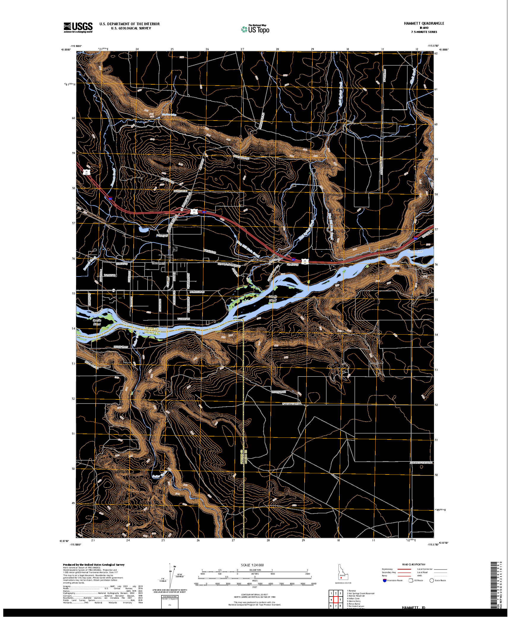US TOPO 7.5-MINUTE MAP FOR HAMMETT, ID