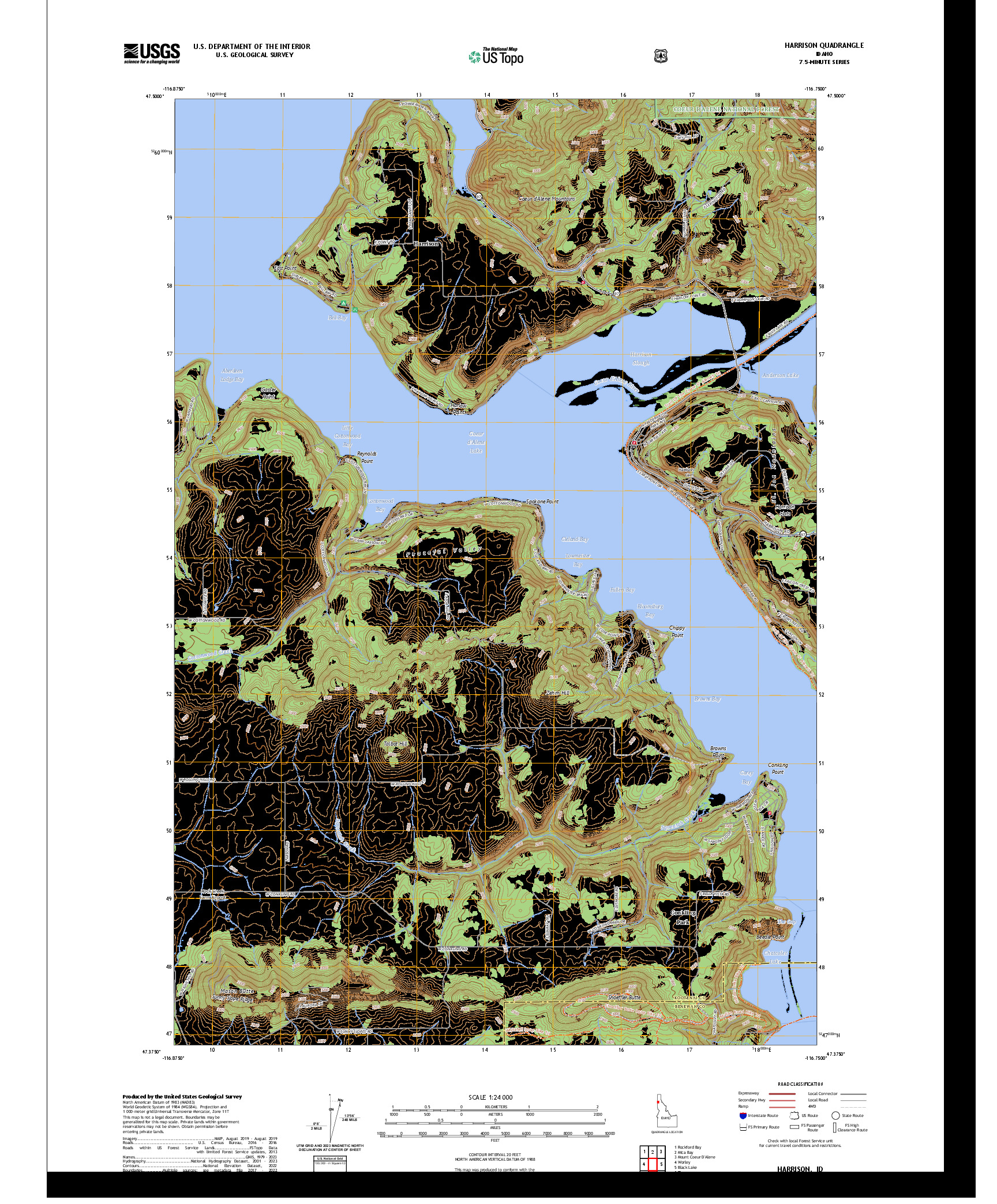 US TOPO 7.5-MINUTE MAP FOR HARRISON, ID