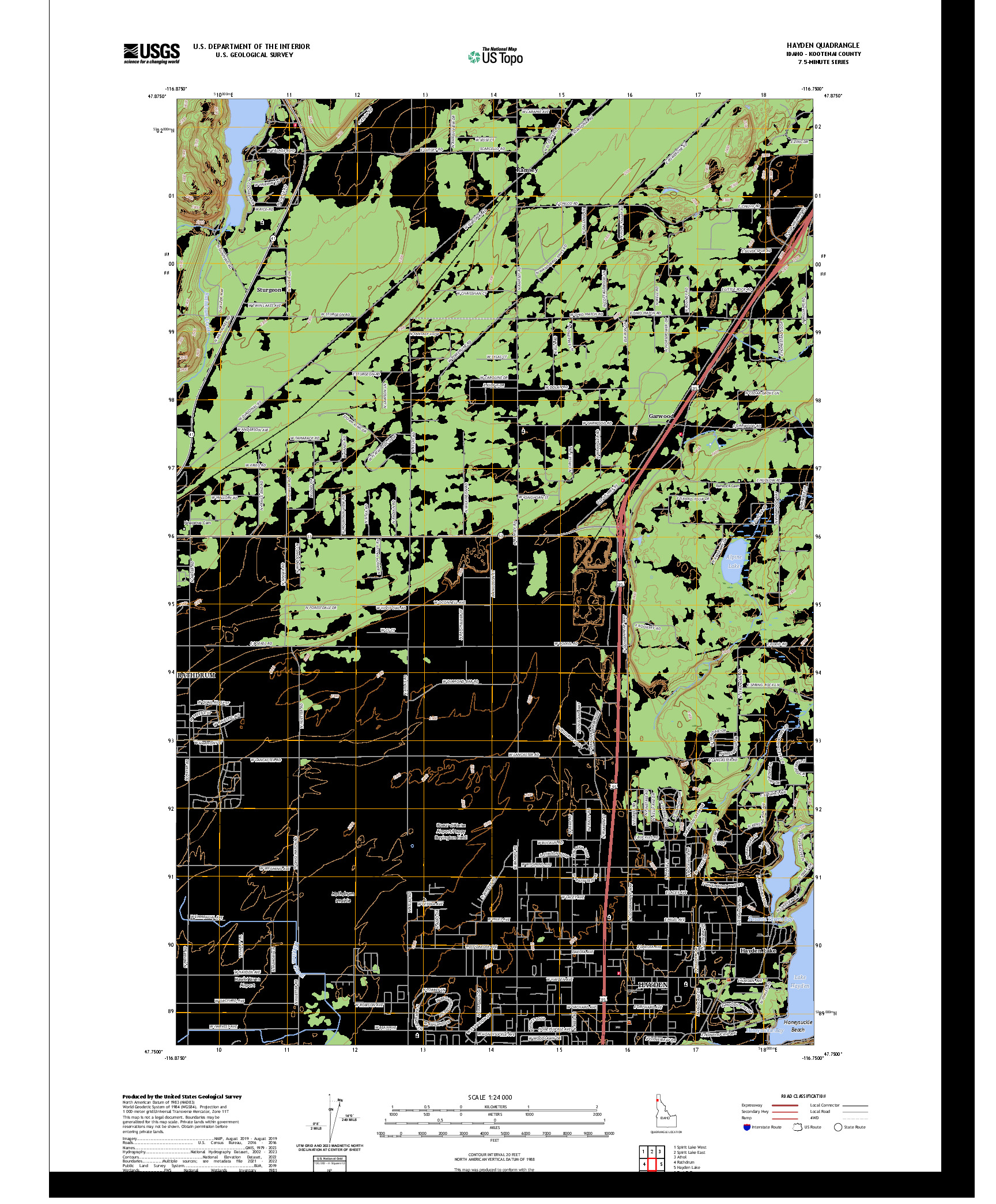 US TOPO 7.5-MINUTE MAP FOR HAYDEN, ID