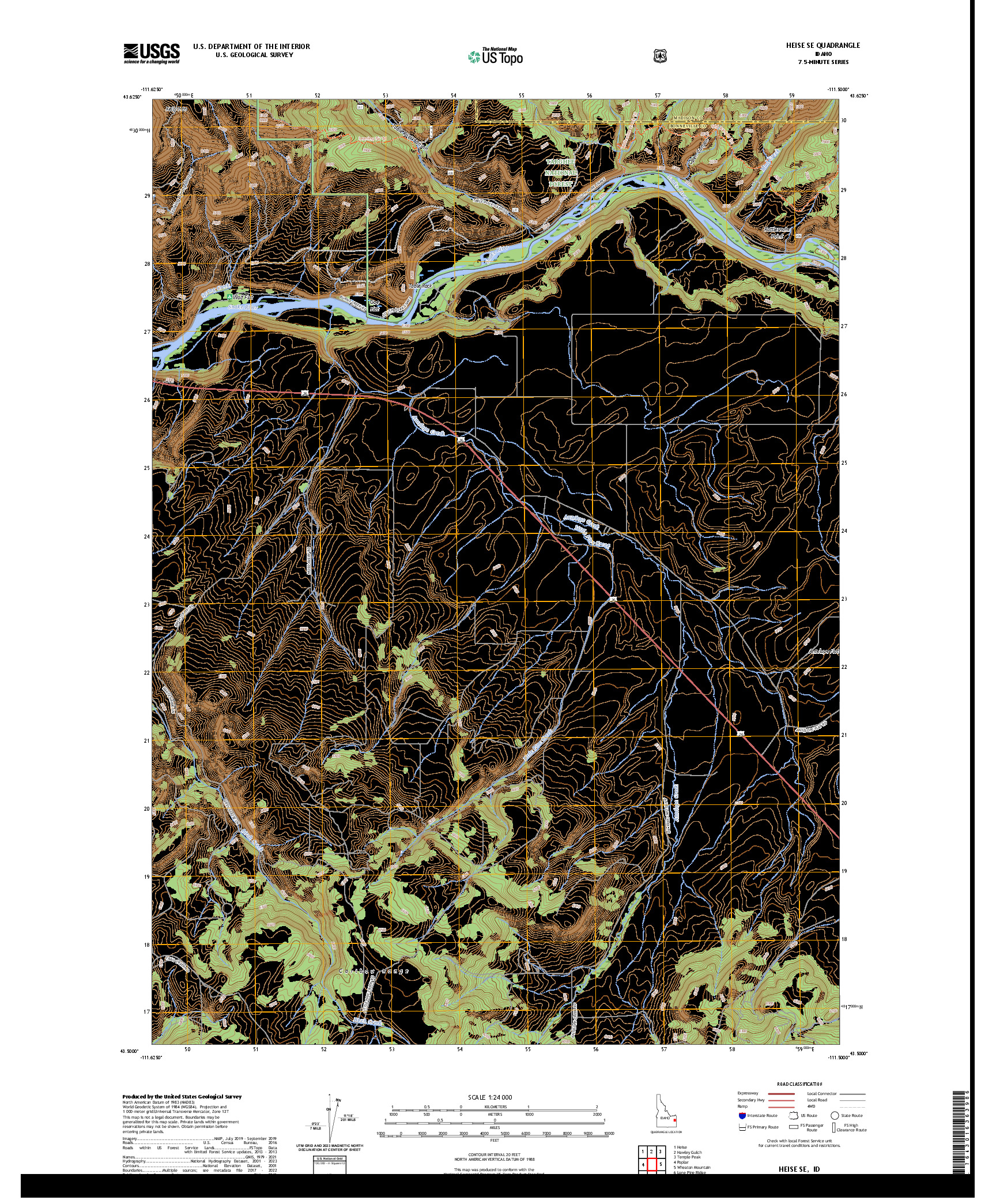 US TOPO 7.5-MINUTE MAP FOR HEISE SE, ID