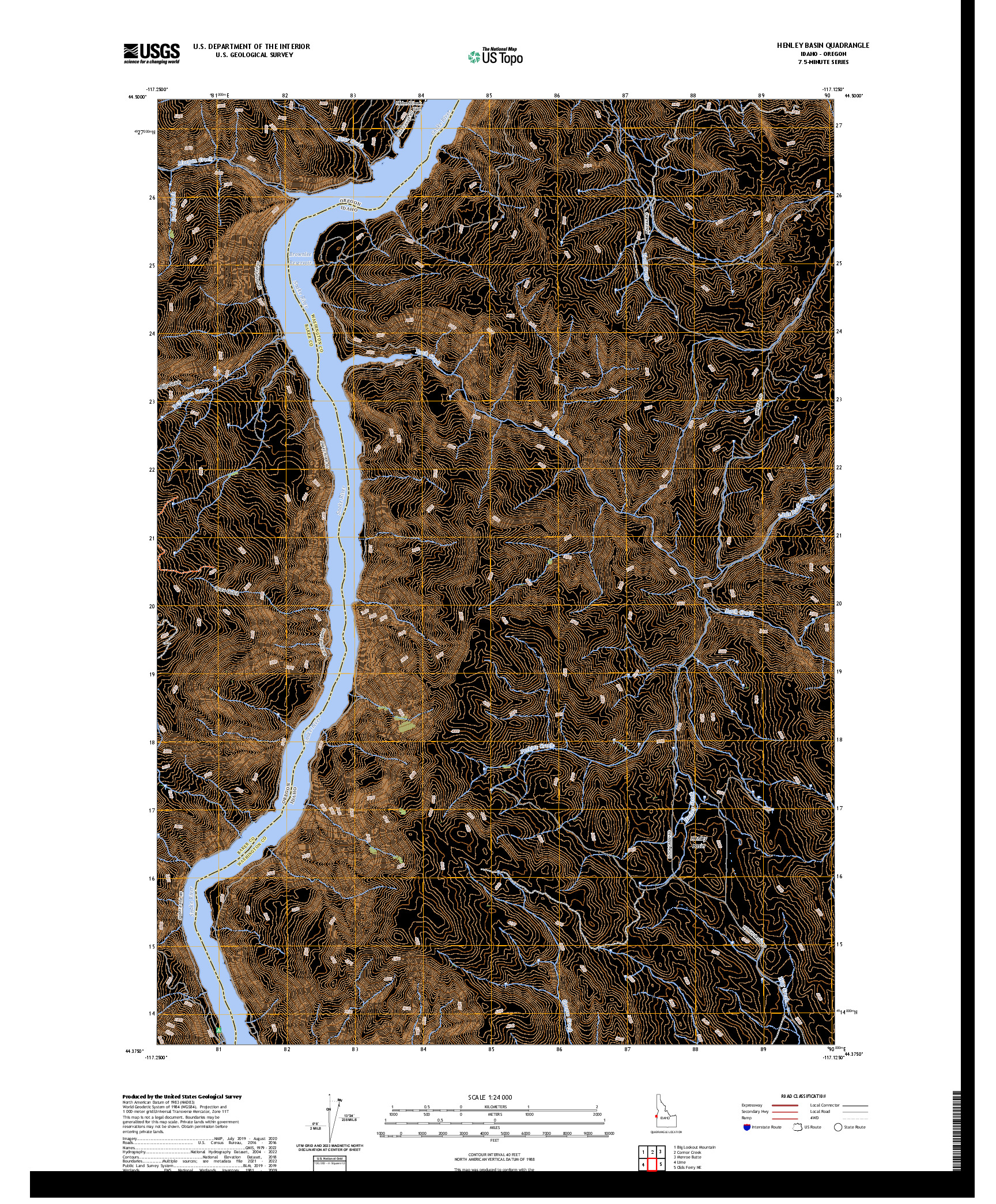 US TOPO 7.5-MINUTE MAP FOR HENLEY BASIN, ID,OR