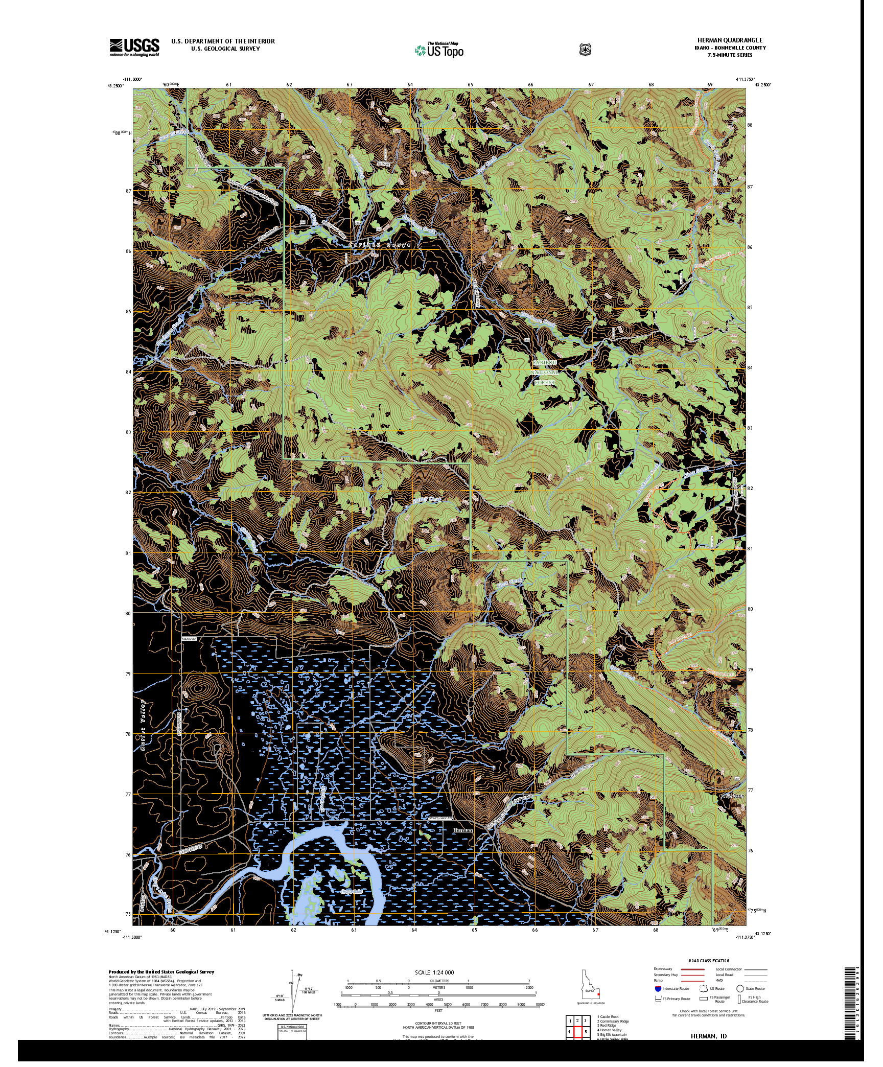 US TOPO 7.5-MINUTE MAP FOR HERMAN, ID