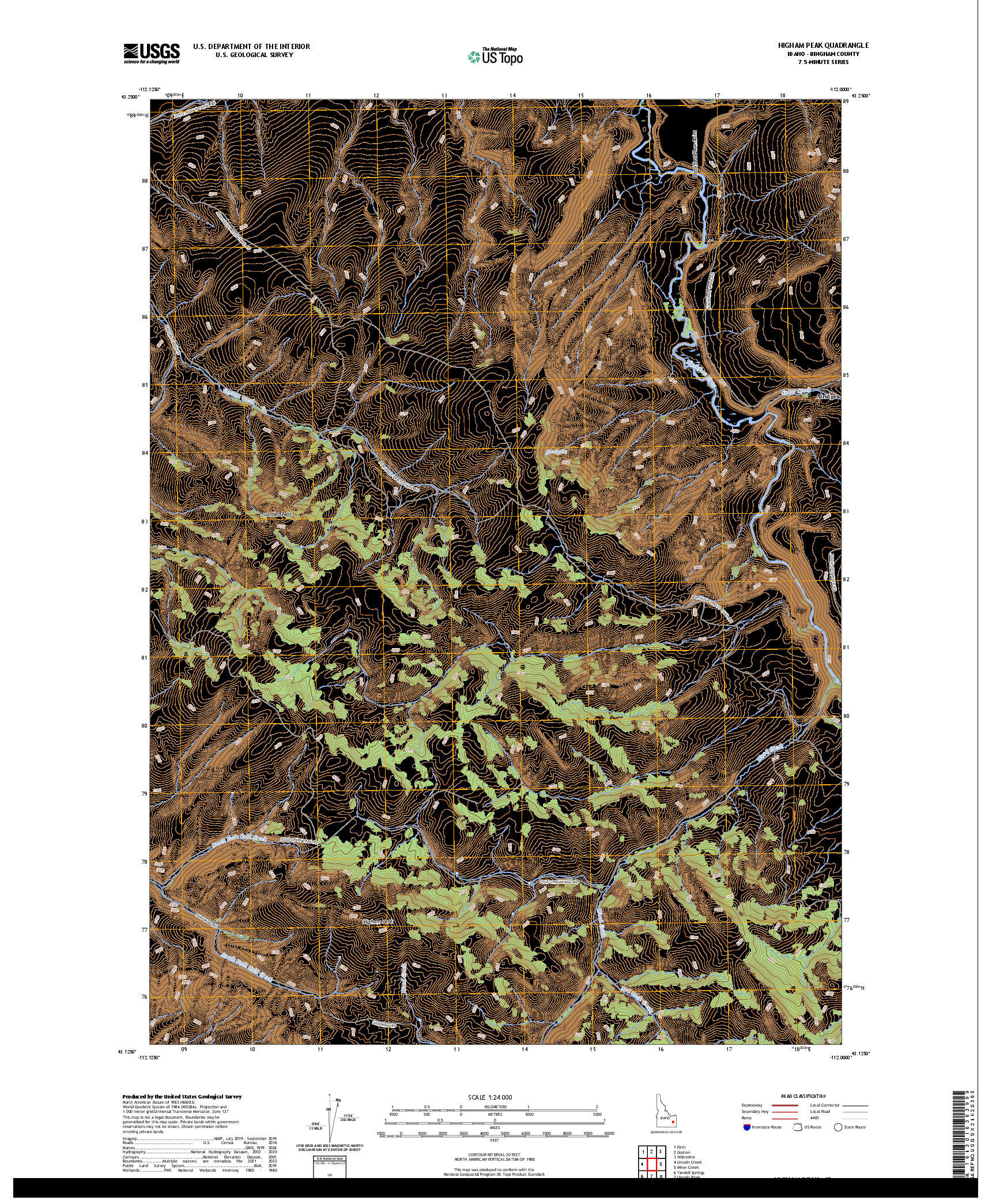US TOPO 7.5-MINUTE MAP FOR HIGHAM PEAK, ID