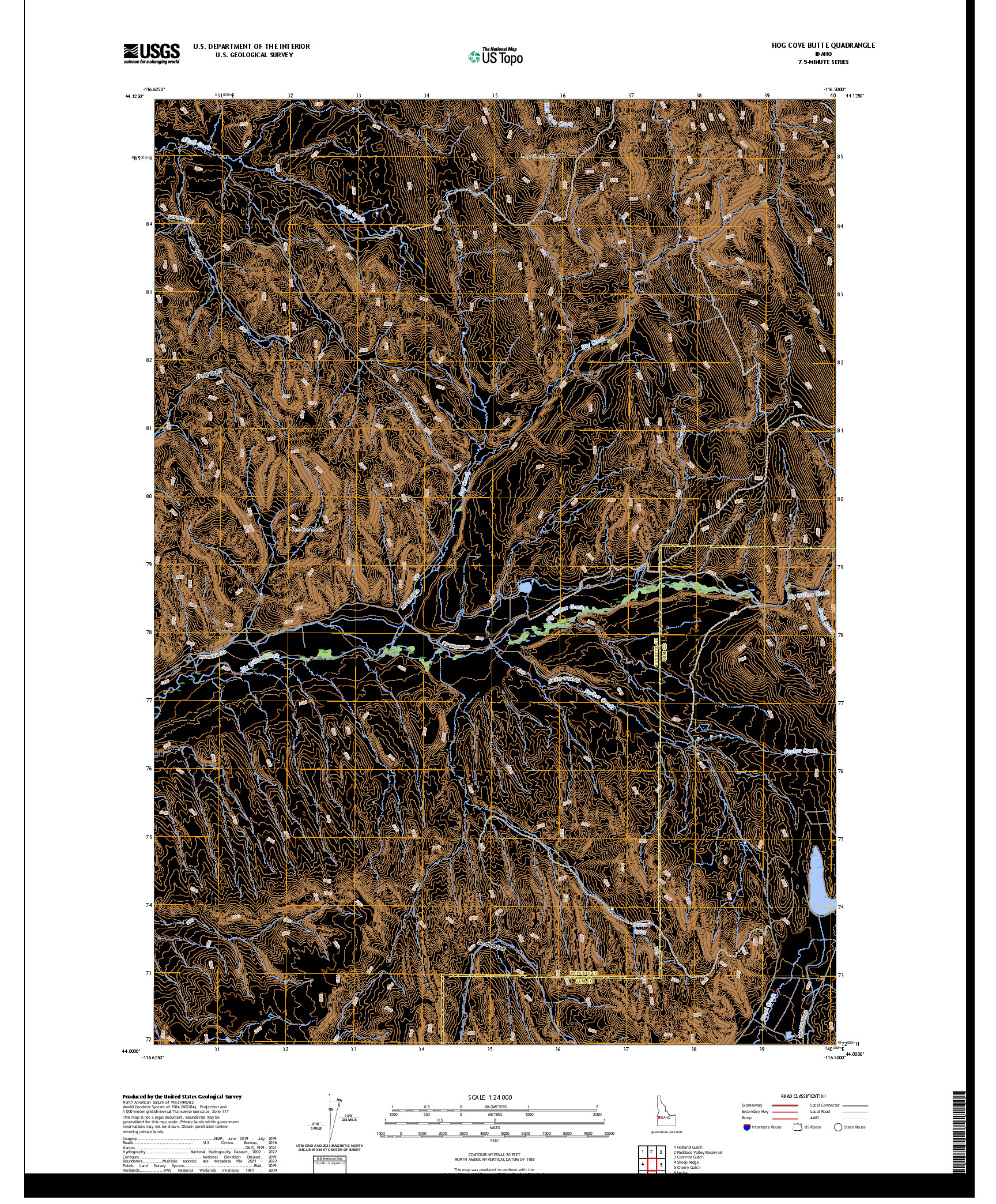US TOPO 7.5-MINUTE MAP FOR HOG COVE BUTTE, ID