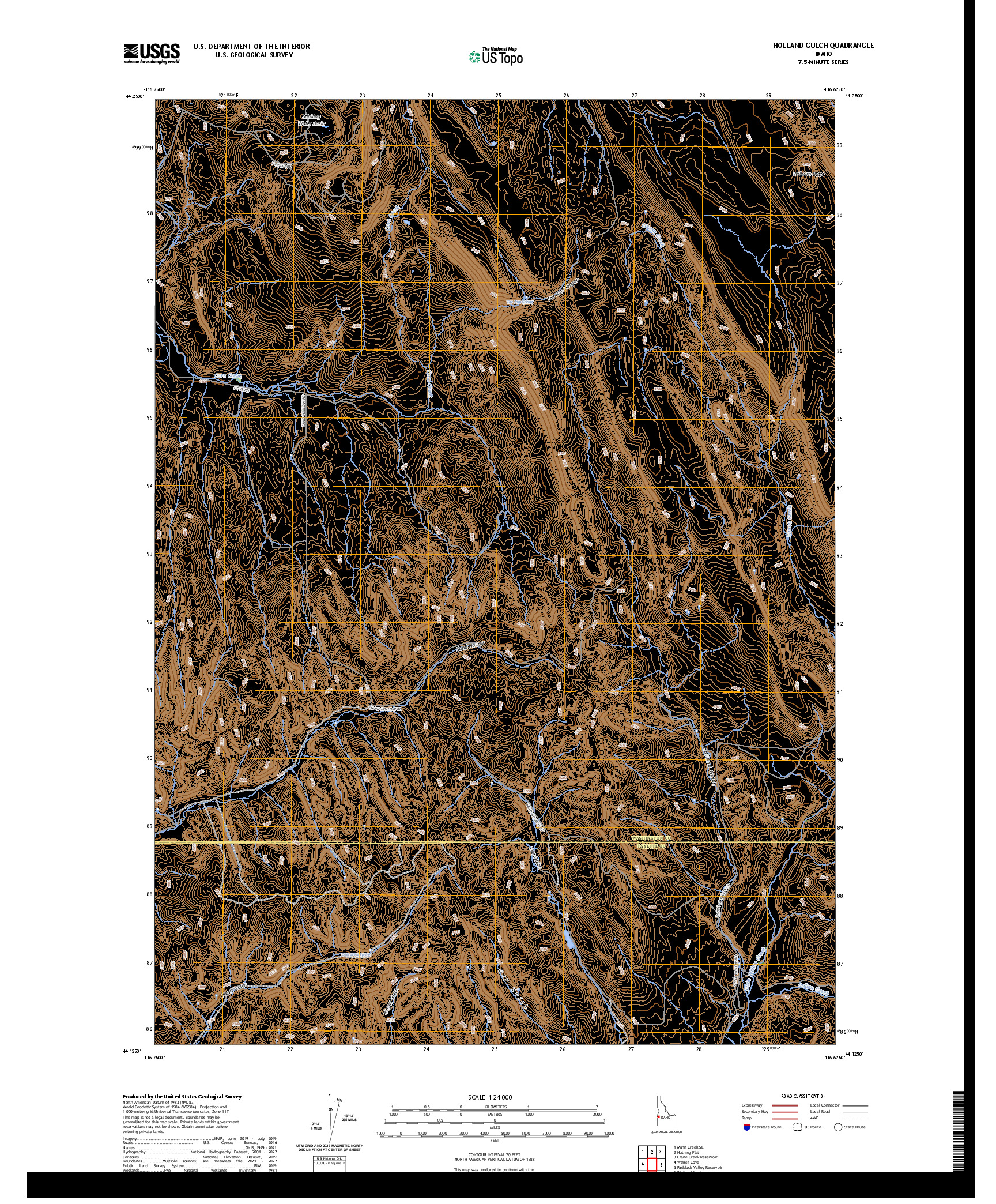 US TOPO 7.5-MINUTE MAP FOR HOLLAND GULCH, ID