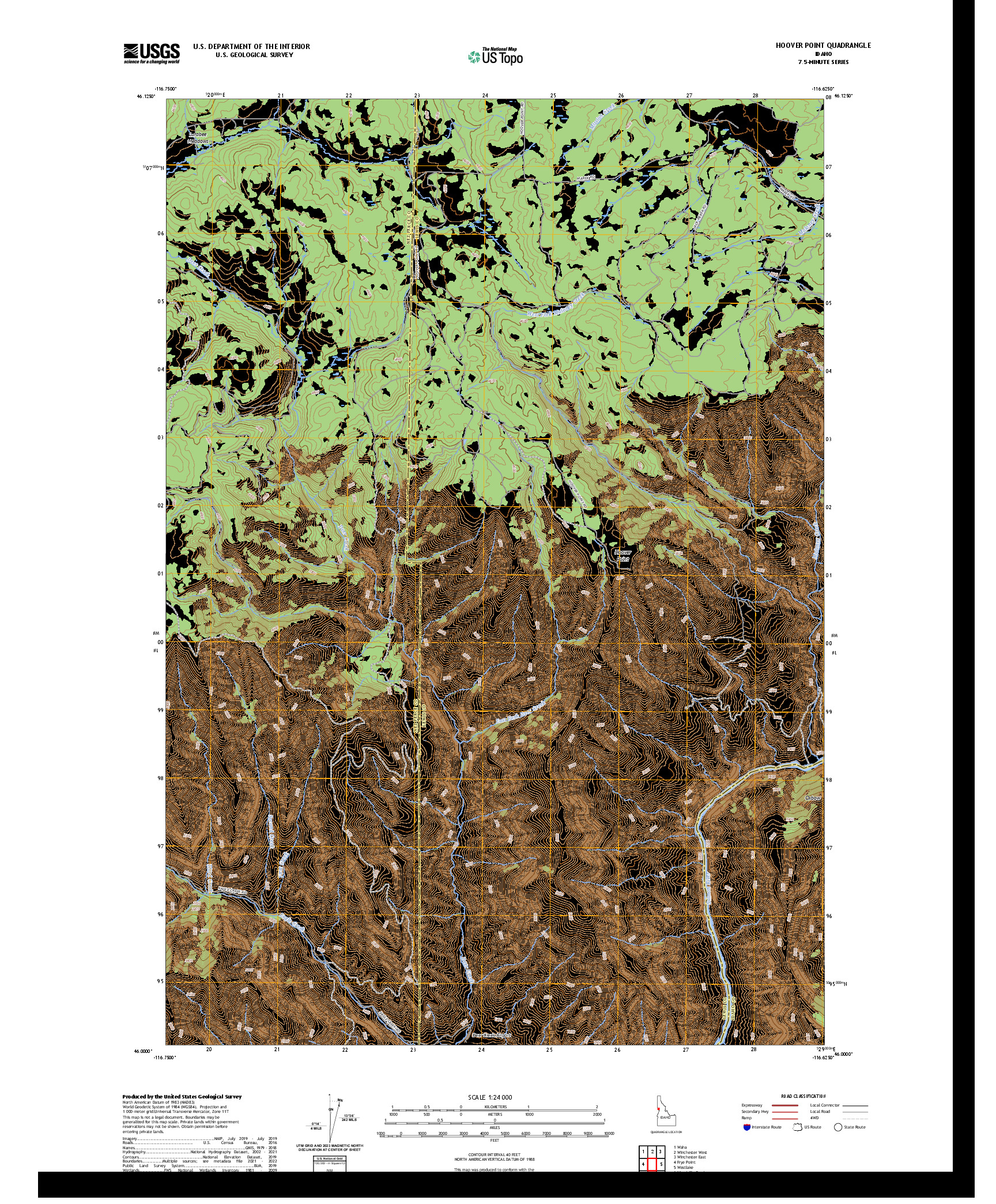 US TOPO 7.5-MINUTE MAP FOR HOOVER POINT, ID