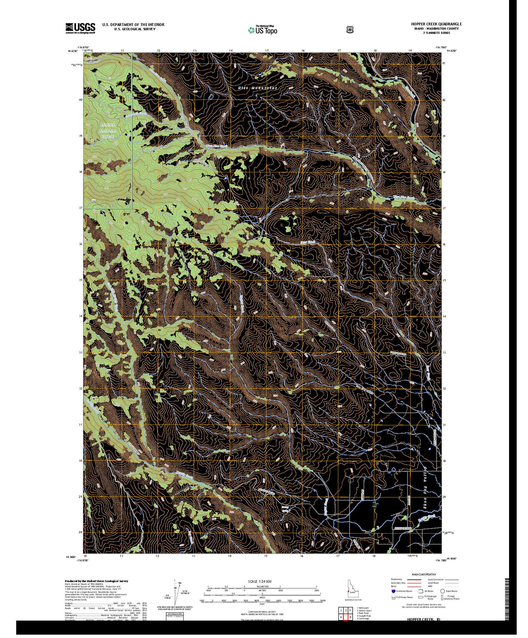 US TOPO 7.5-MINUTE MAP FOR HOPPER CREEK, ID