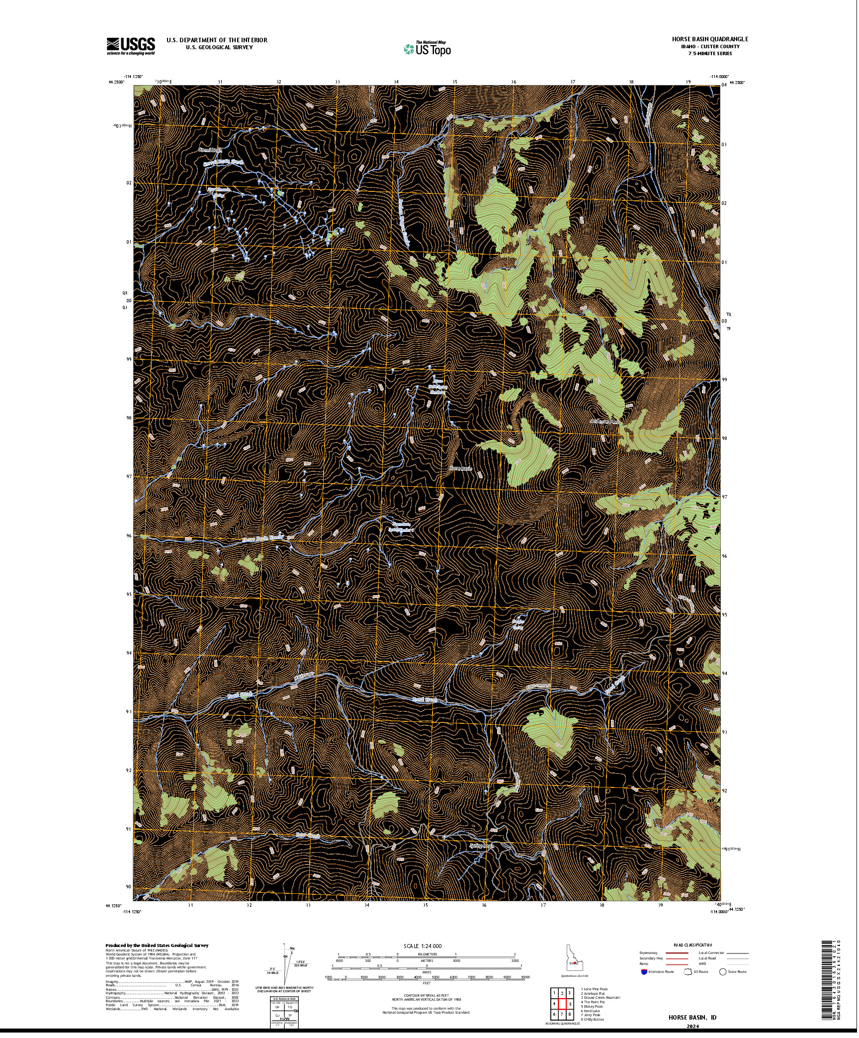 US TOPO 7.5-MINUTE MAP FOR HORSE BASIN, ID