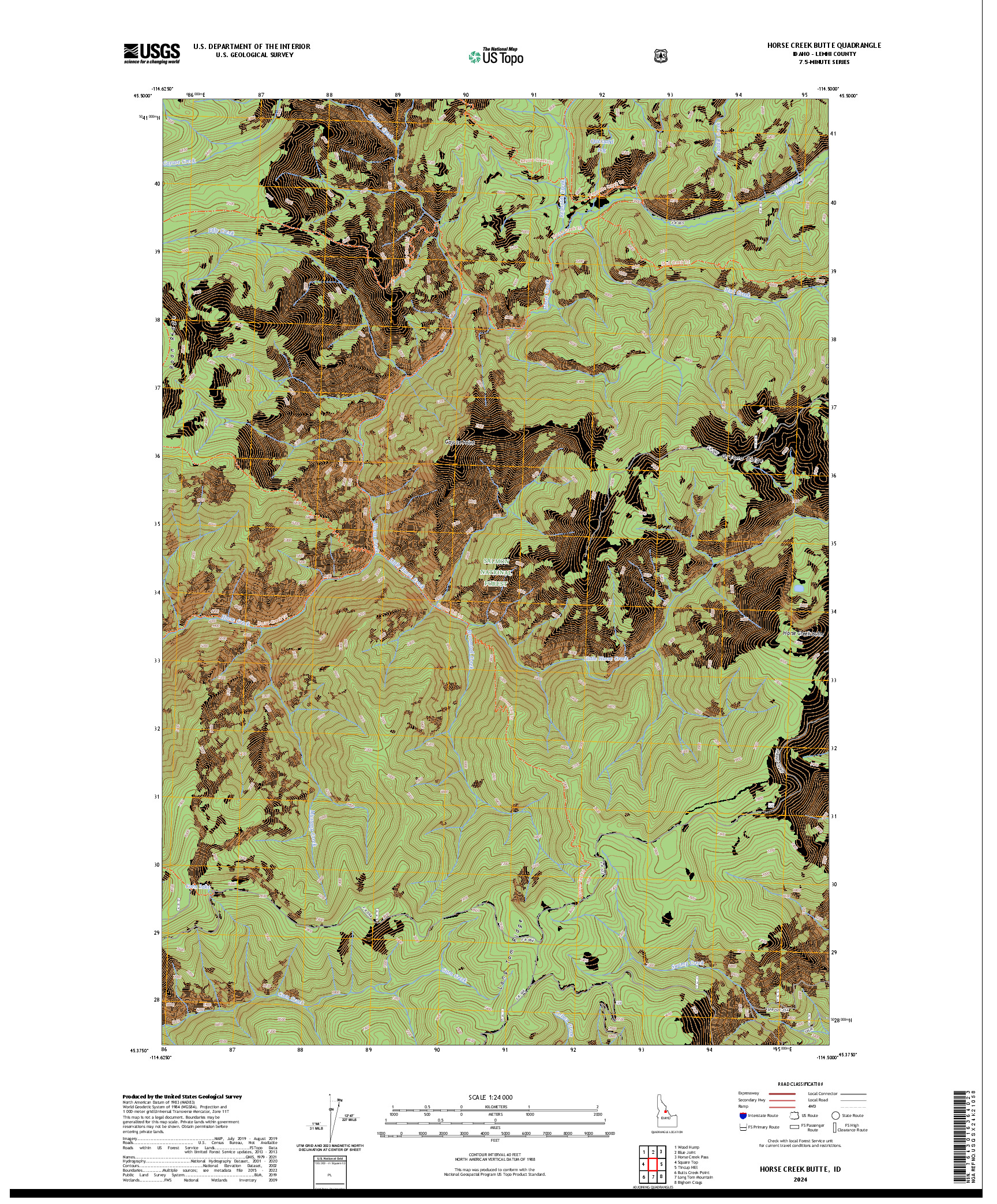 US TOPO 7.5-MINUTE MAP FOR HORSE CREEK BUTTE, ID